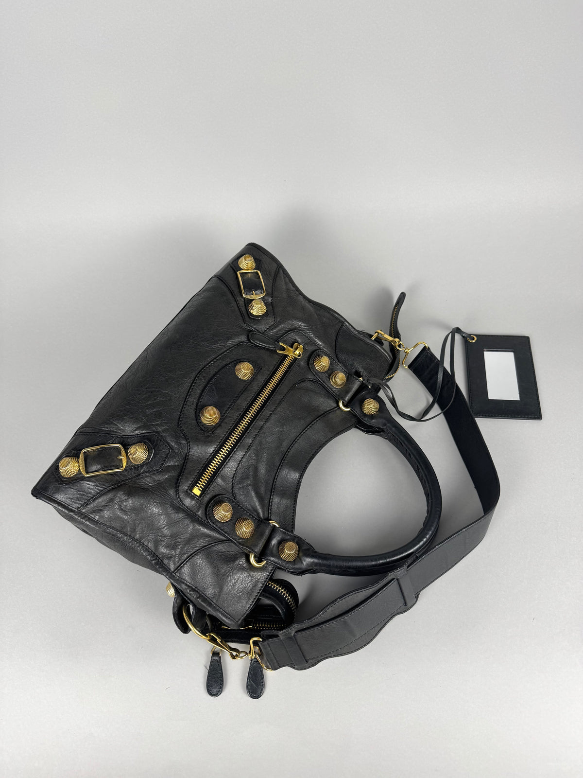 Balenciaga Agneau 21 Gold Hardware City Black Leather