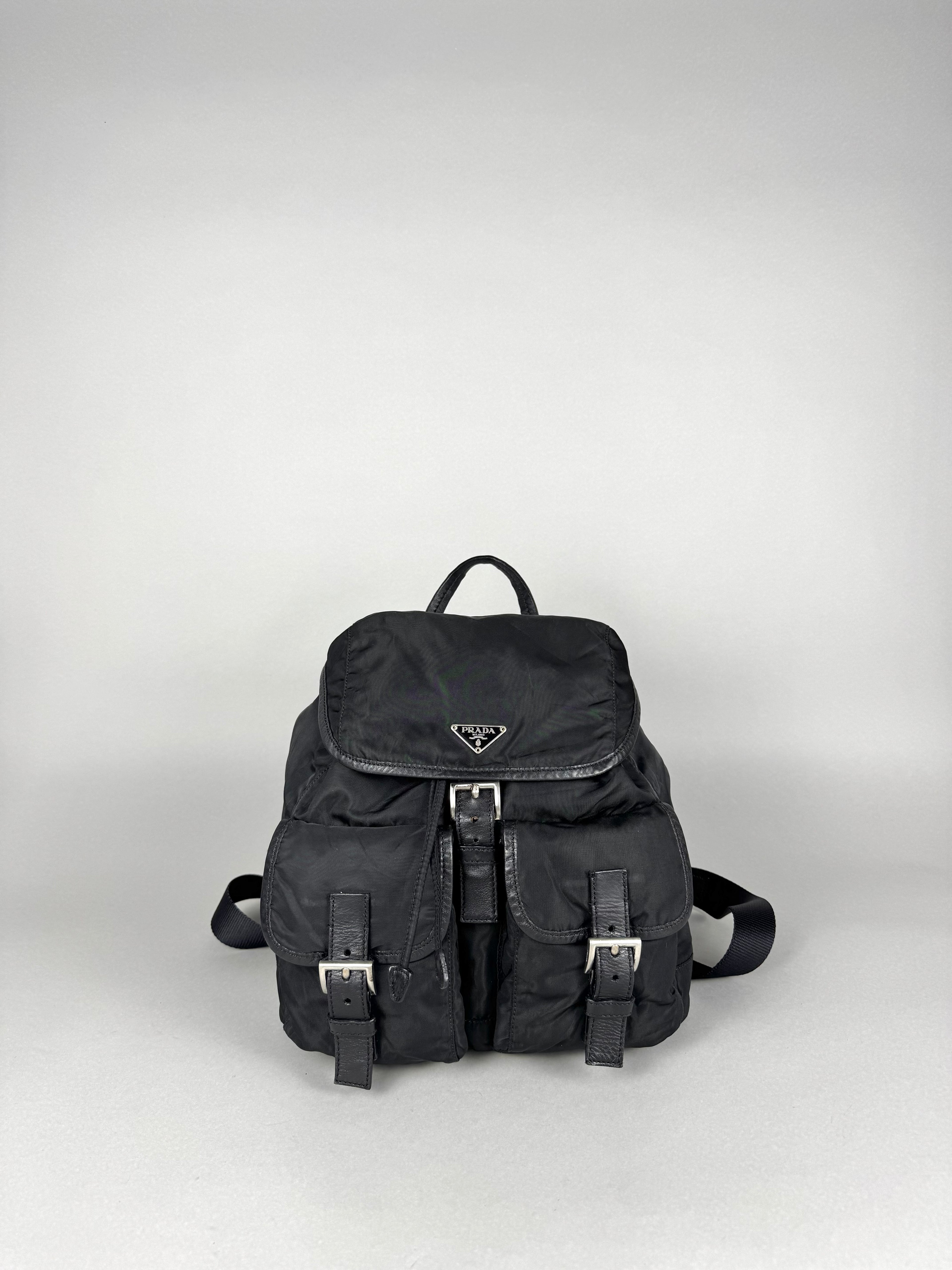 Prada Black Nylon and Leather Backpack