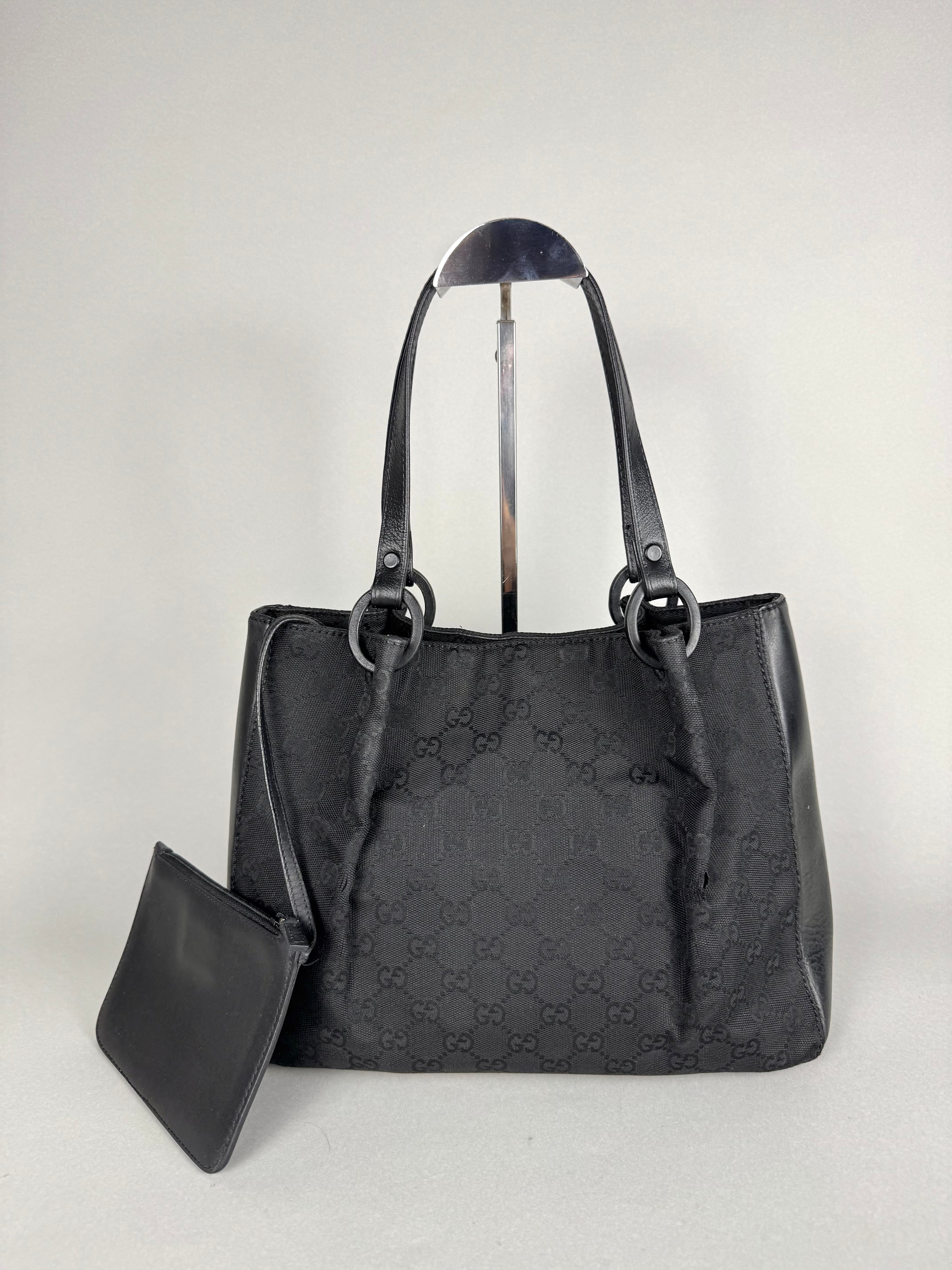 Gucci Monogram Black Tote with Pouch