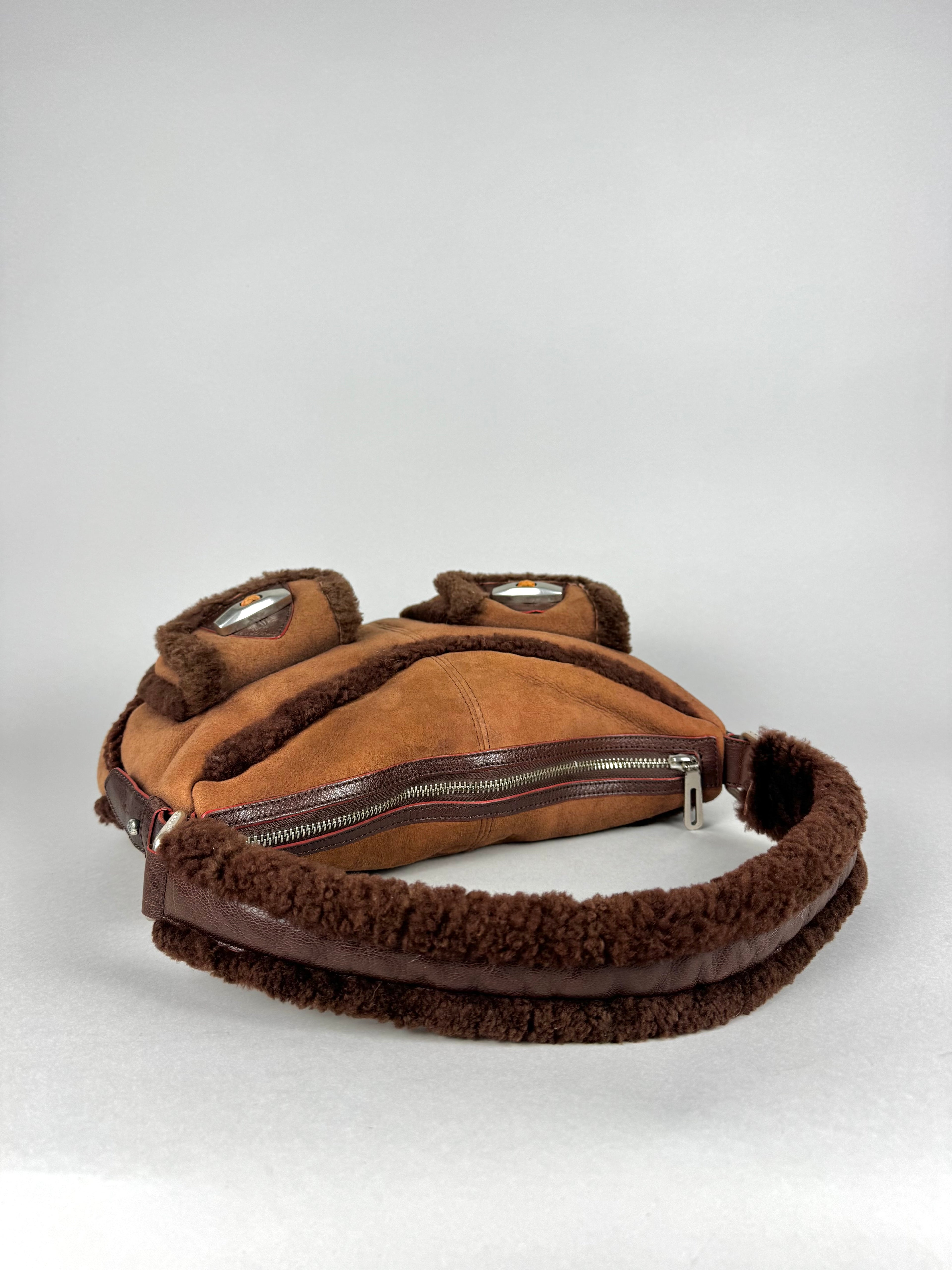 Marc Jacobs Brown Shearling Suede Pocket Shoulder