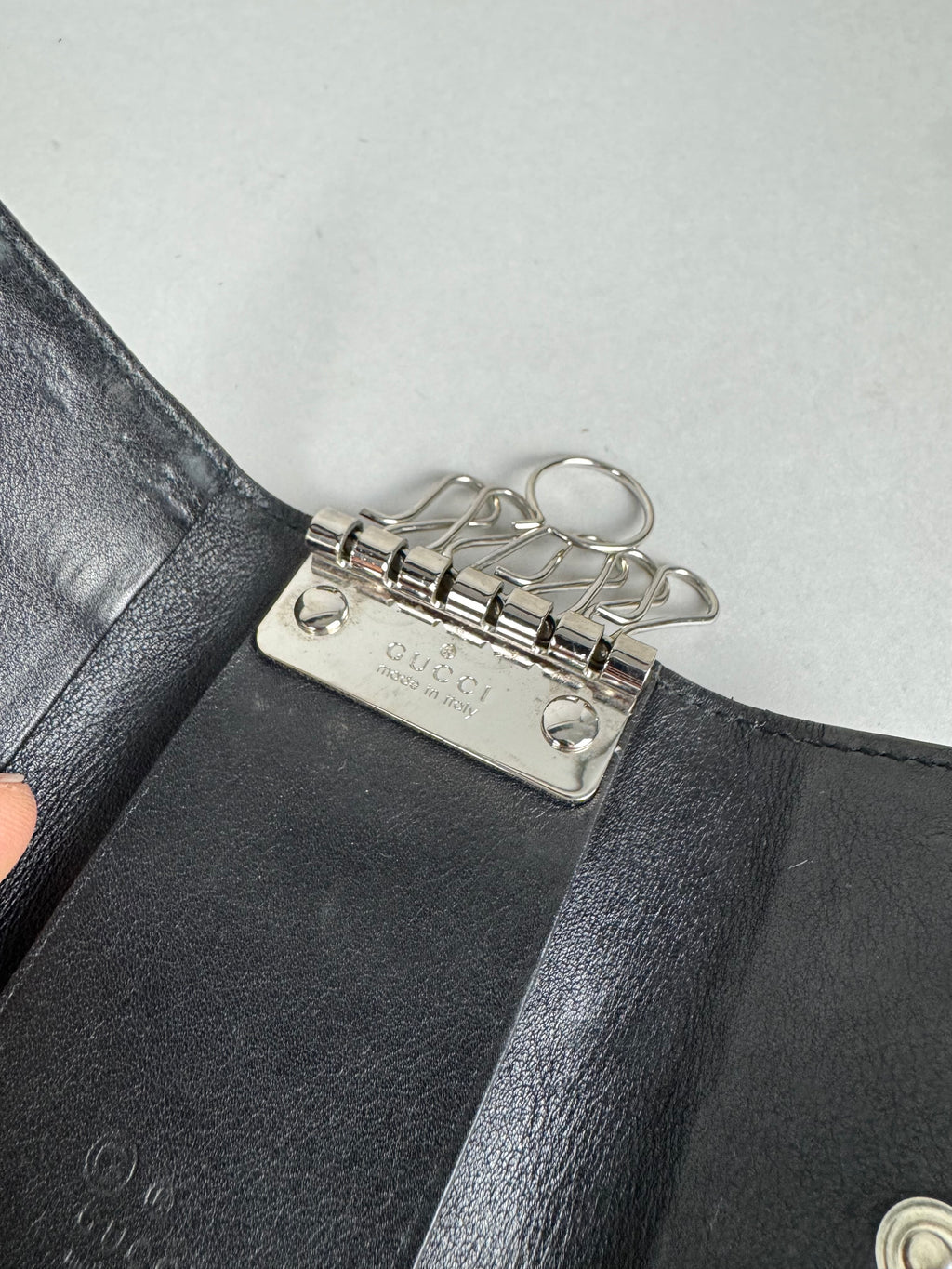 Gucci Embossed Monogram Black Leather Card/Key Holder