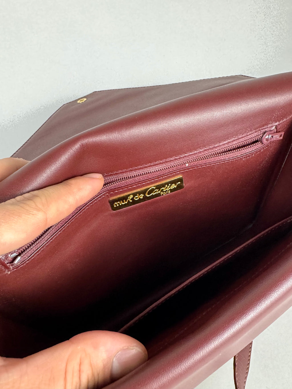 Cartier Classic Calfskin Leather Burgundy Envelope Double Flap