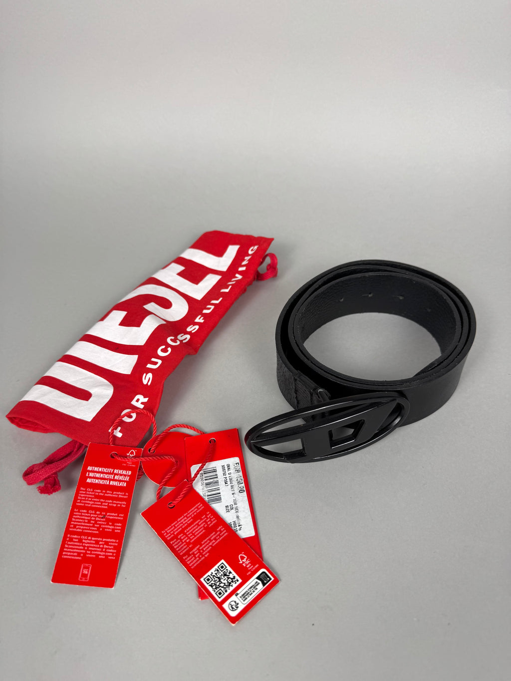 Diesel D Buckle Black Leather Belt
