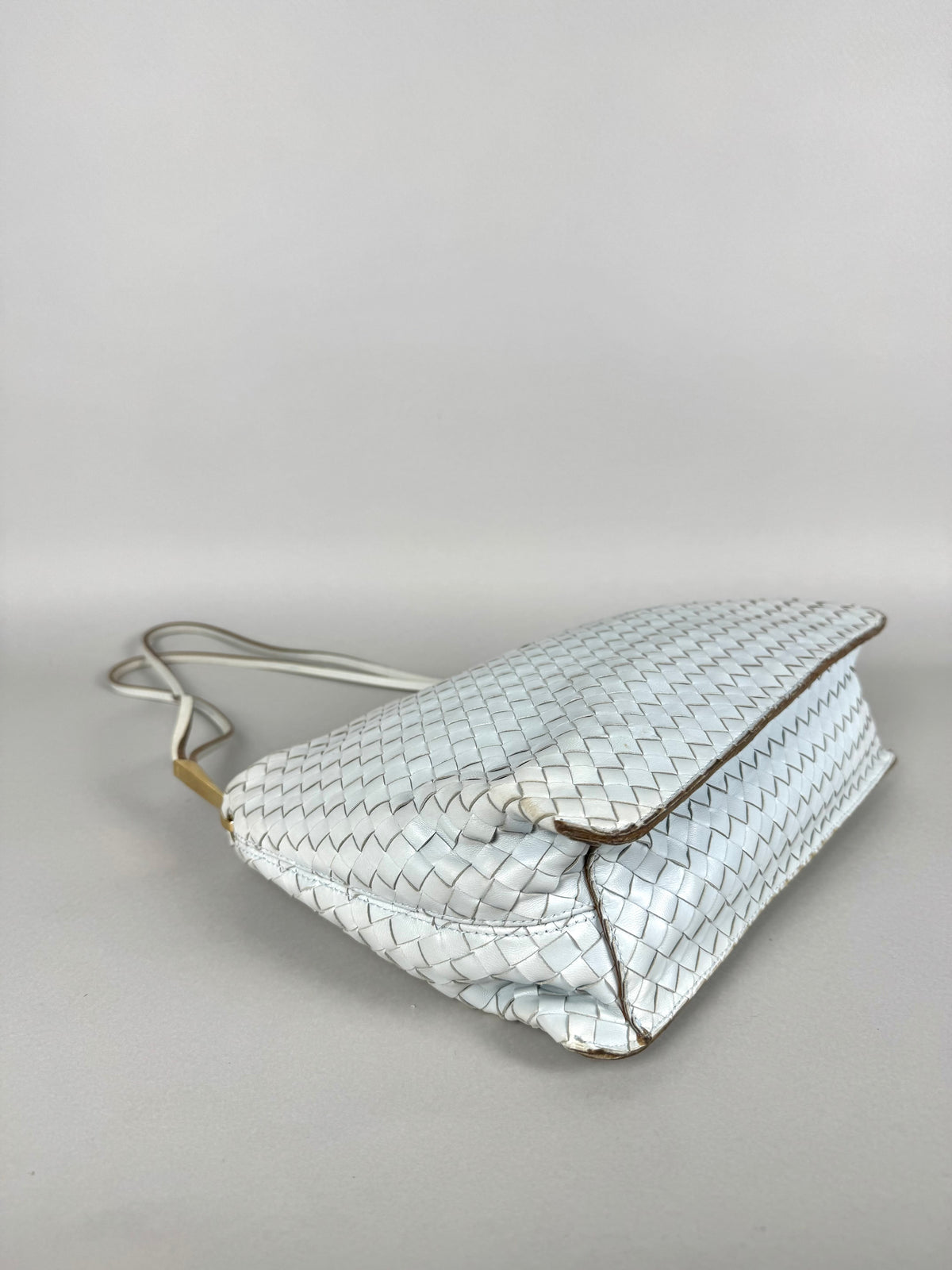 Bottega Veneta Intrecciato Leather Light Blue Shoulder
