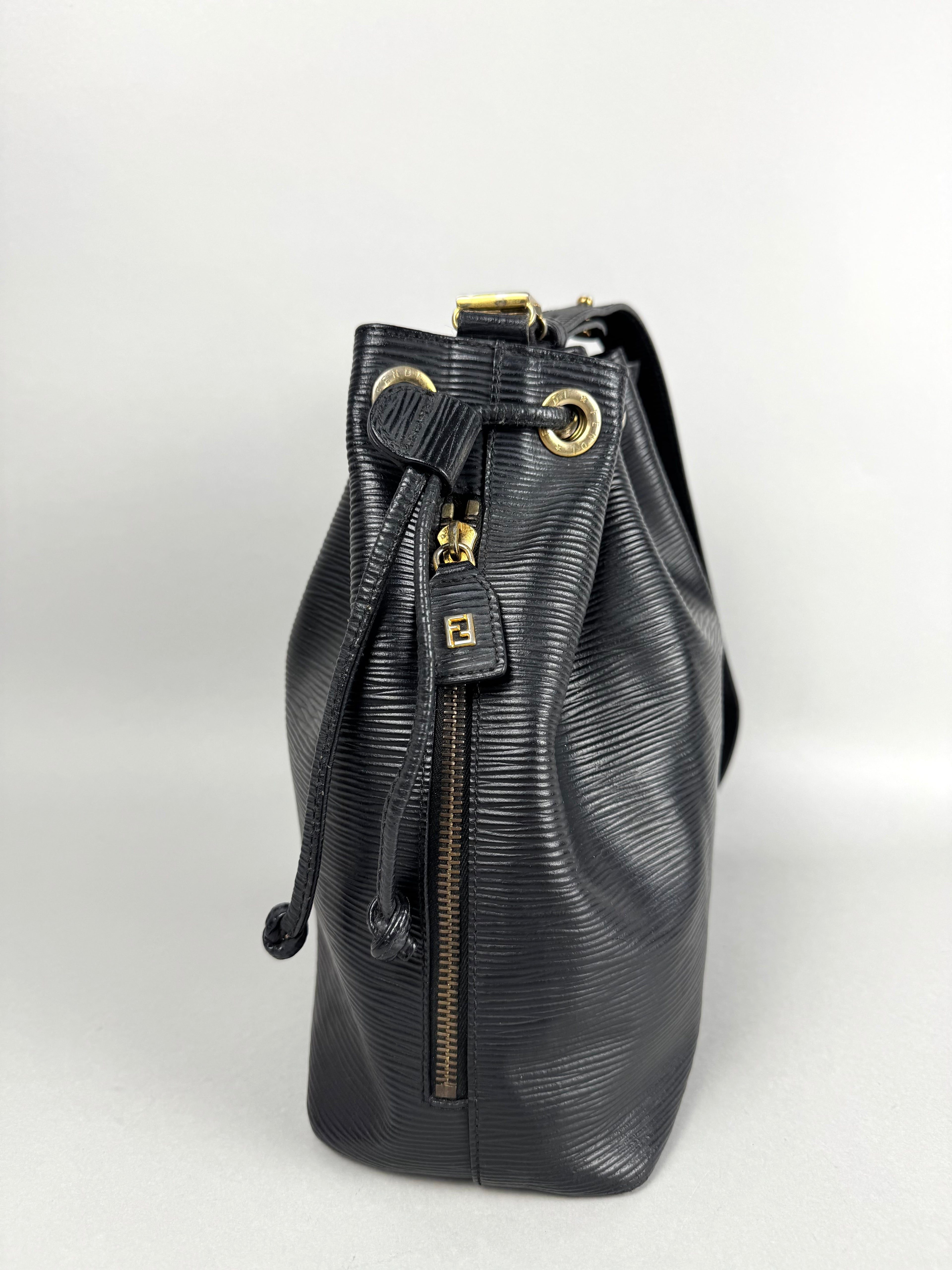 Fendi Bucket Black Epi Leather with Pouch
