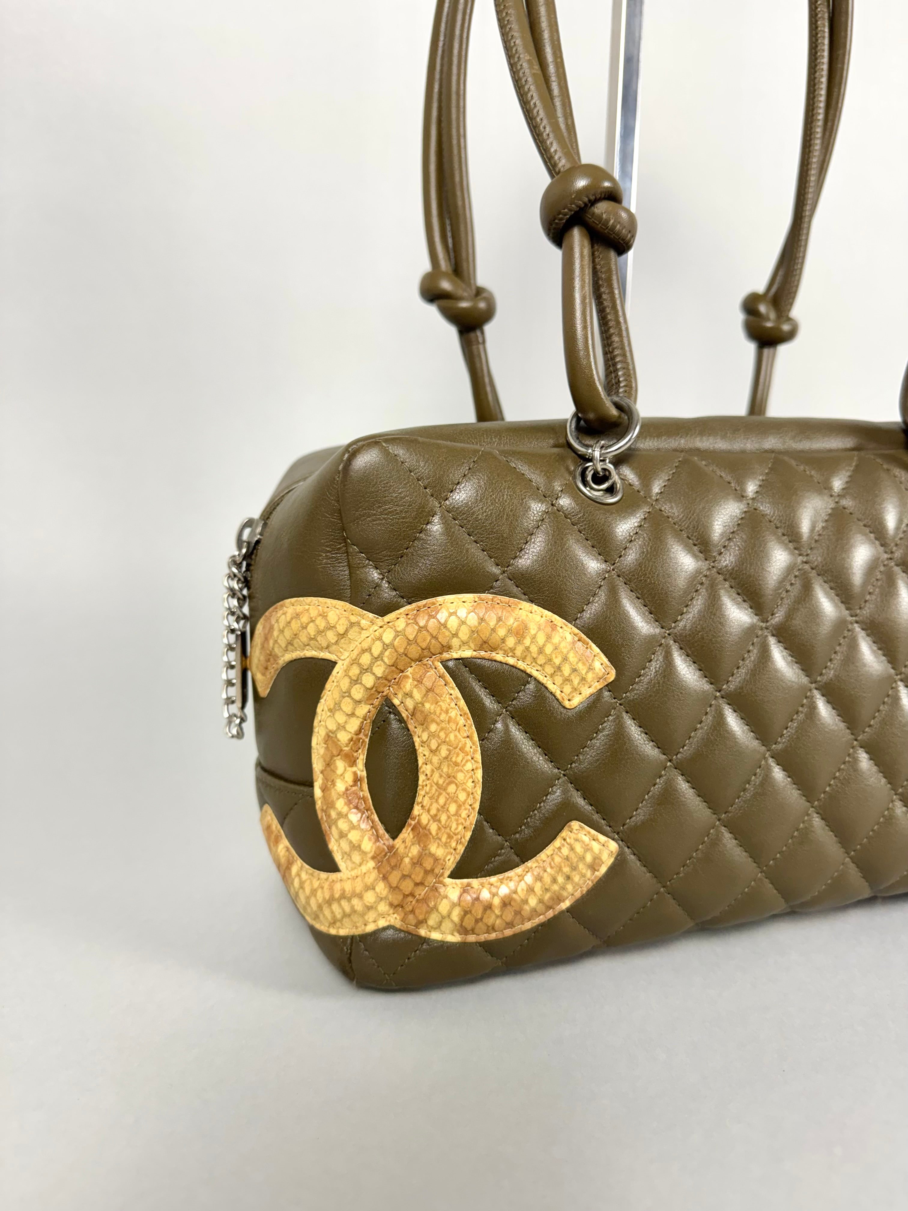 Chanel Ligne Cambon Leather Bowler Bag in Python