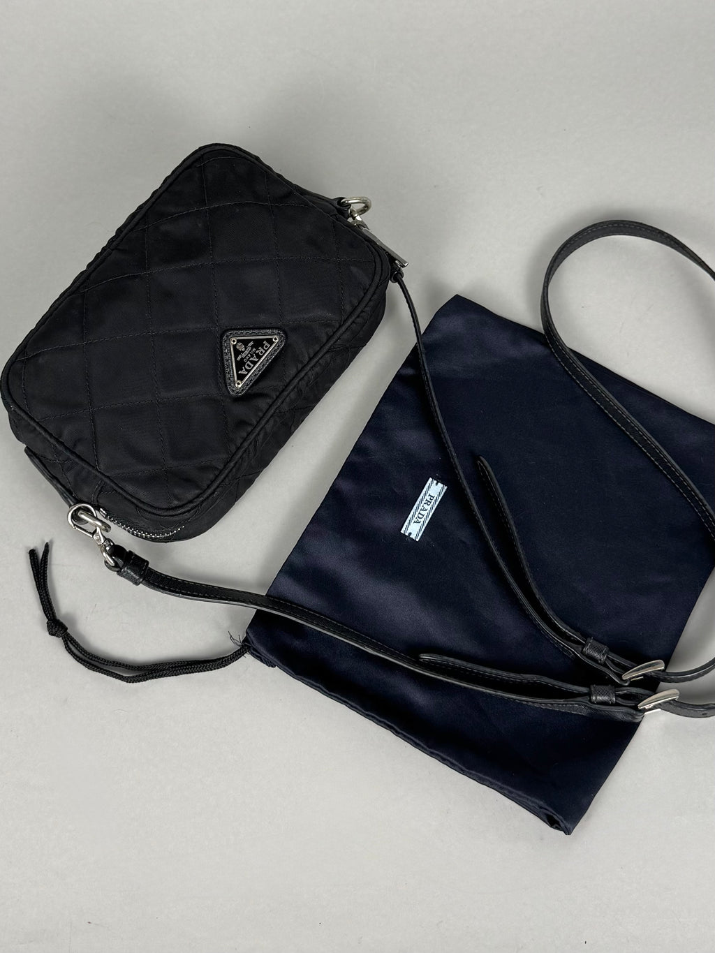 Prada Tessuto Black Nylon Impuntu Quilted Crossbody