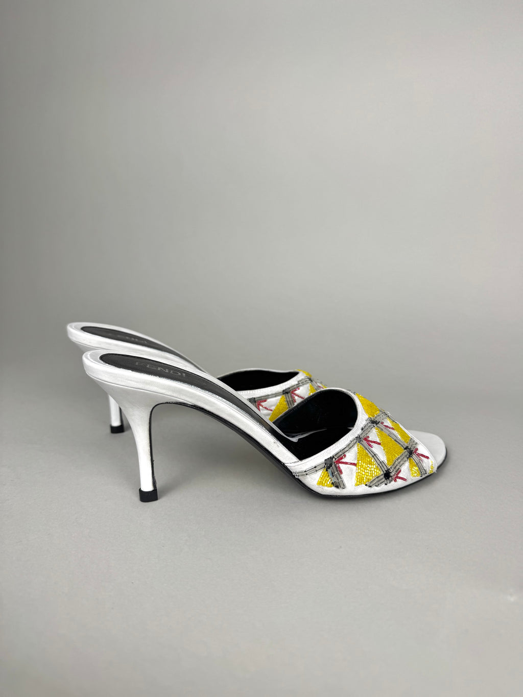Fendi Embroidered Leather Heels