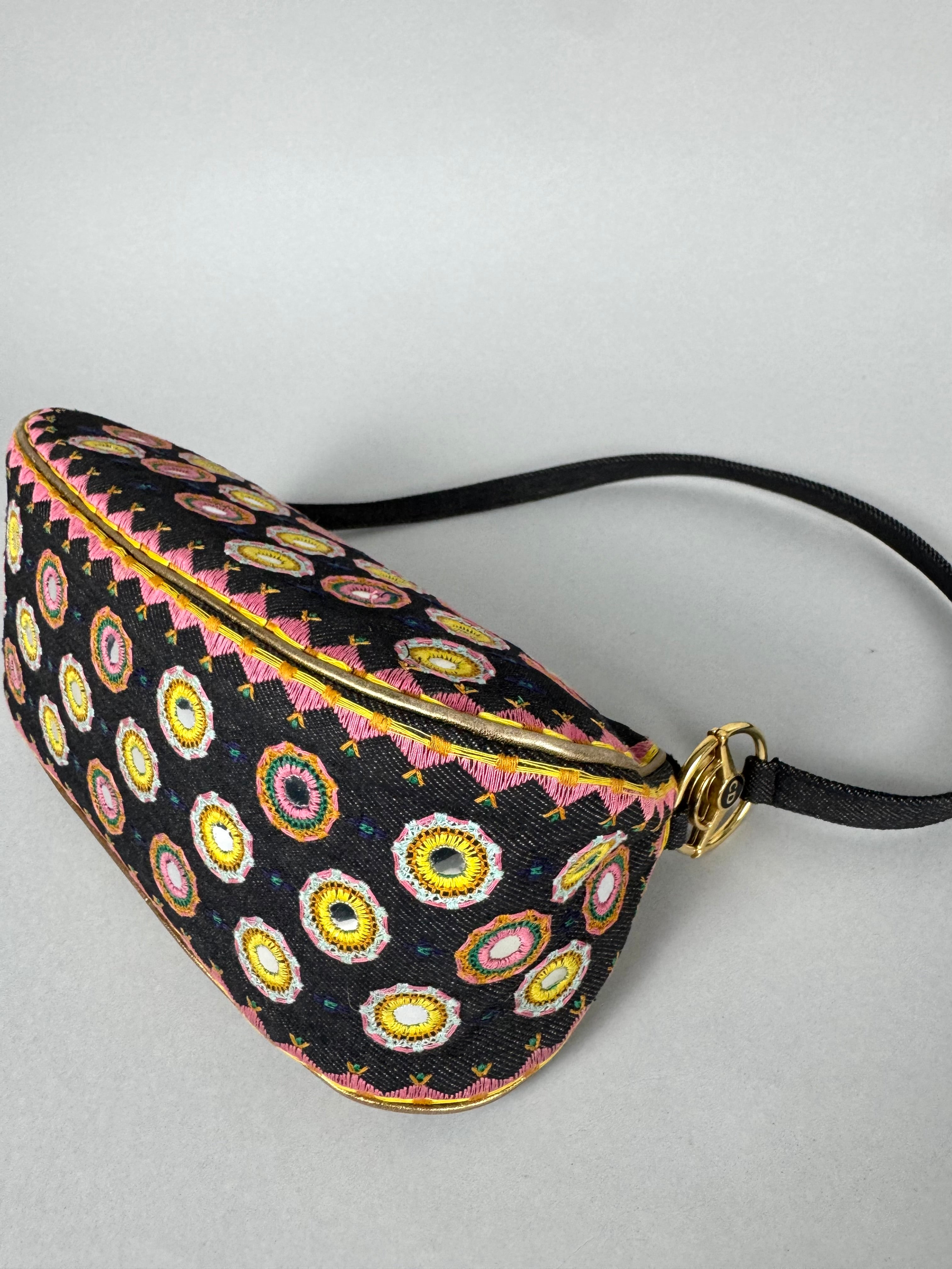 Christian Dior Embroidered Montaigne Cadillac 1947 Denim Bag