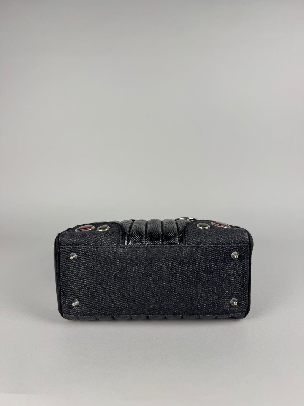 Christian Dior Cadillac Montaigne Denim and Leather Black Tote