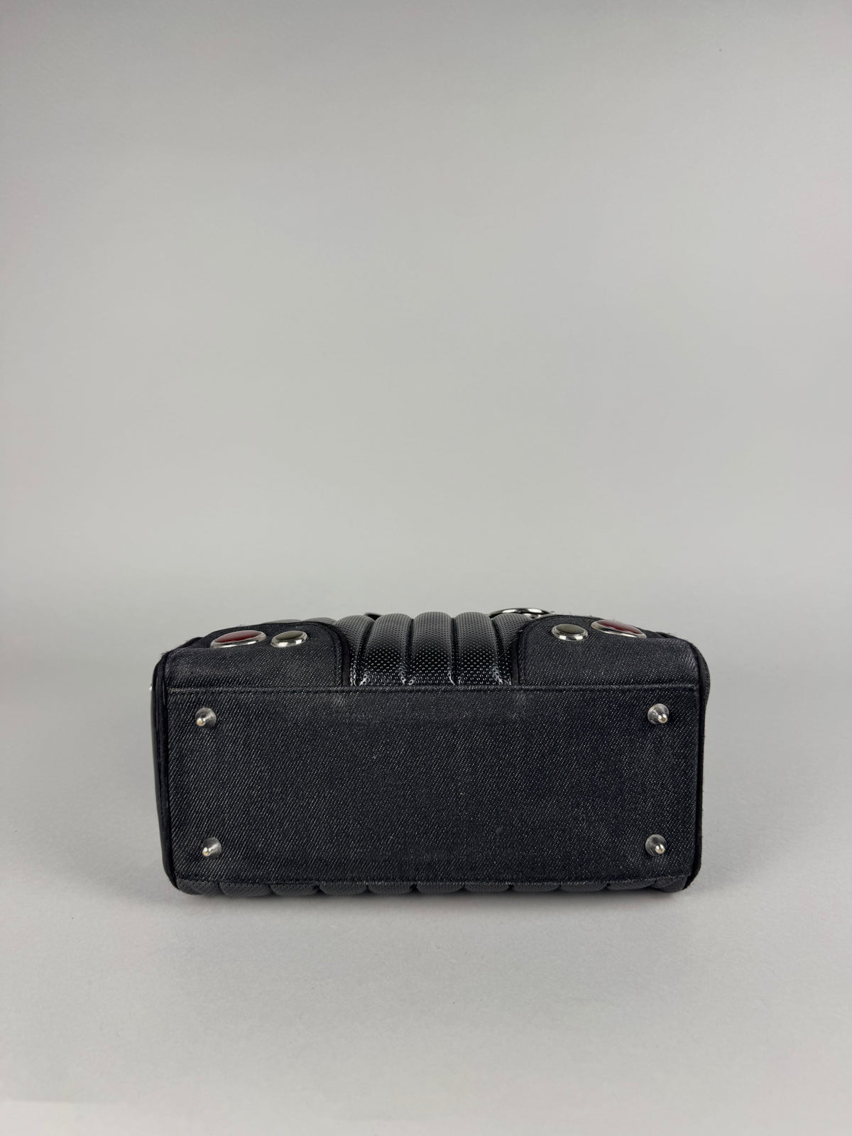 Christian Dior Cadillac Montaigne Denim and Leather Black Tote