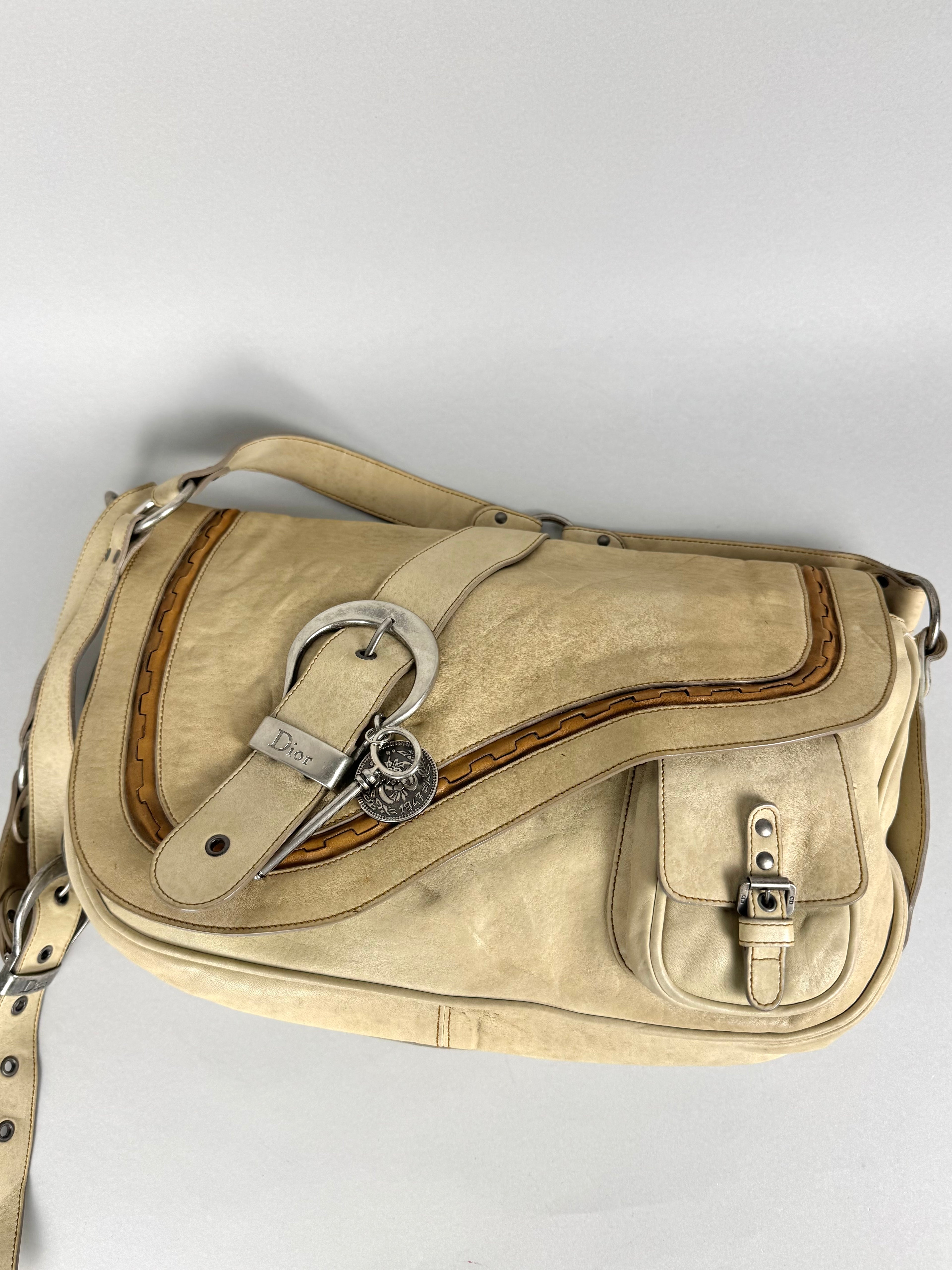 Christian Dior Gaucho Leather Off White Crossbody