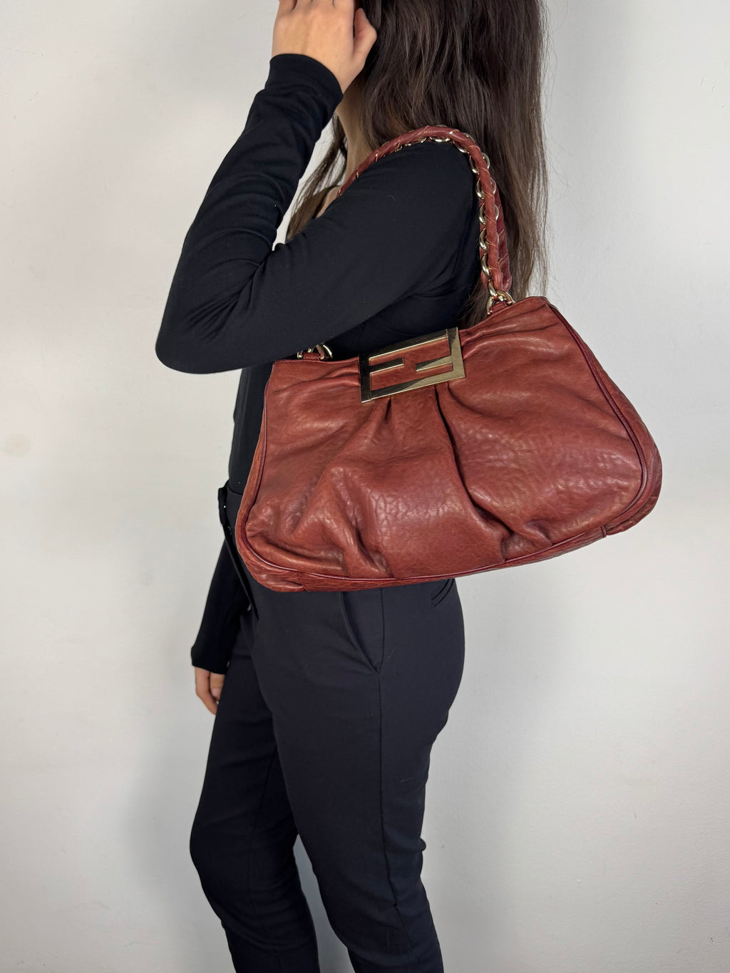 Fendi Mia Burgundy Leather