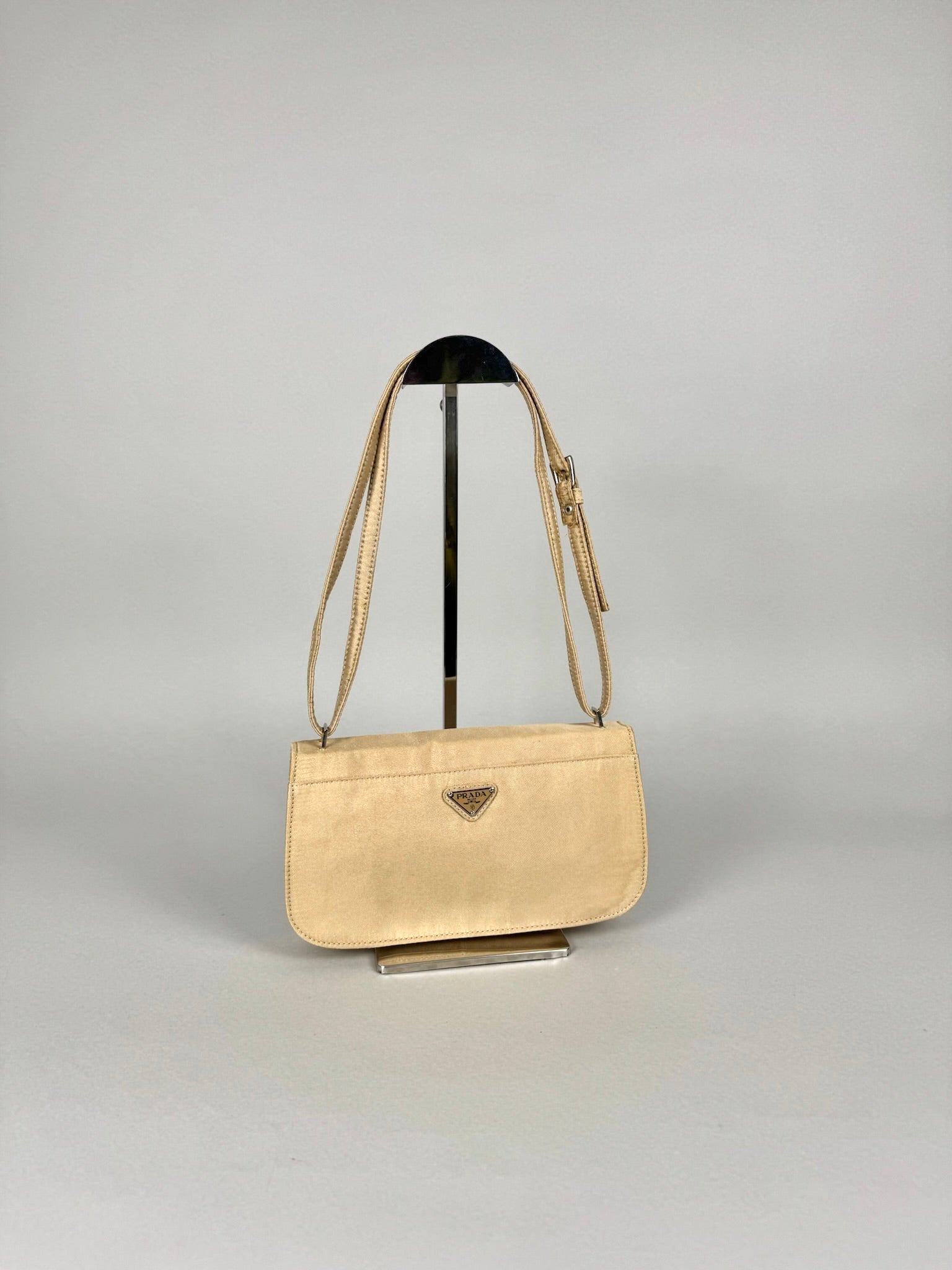 Prada Satin 2way Pochette Beige
