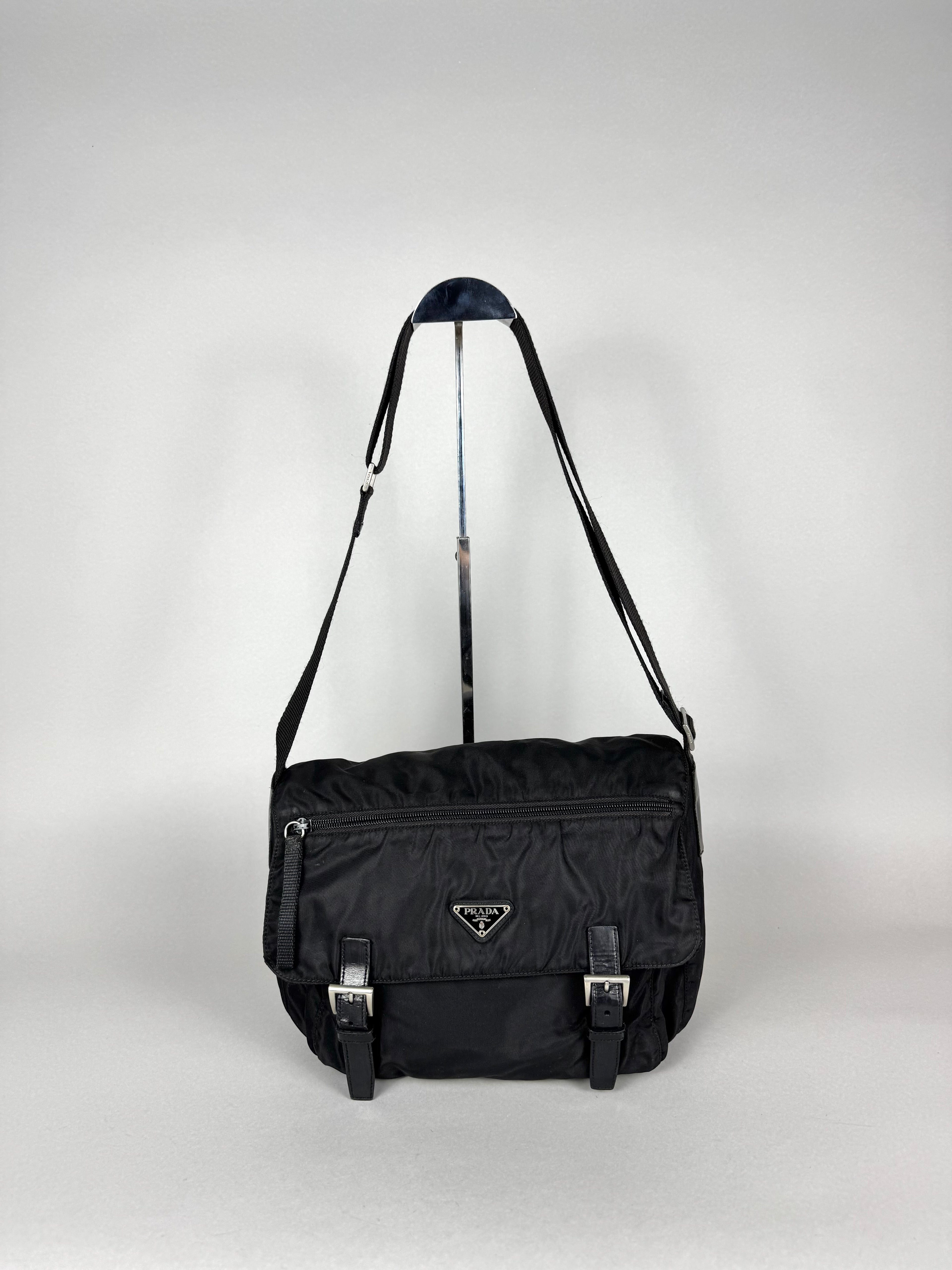 Prada Black Nylon Messenger Bag