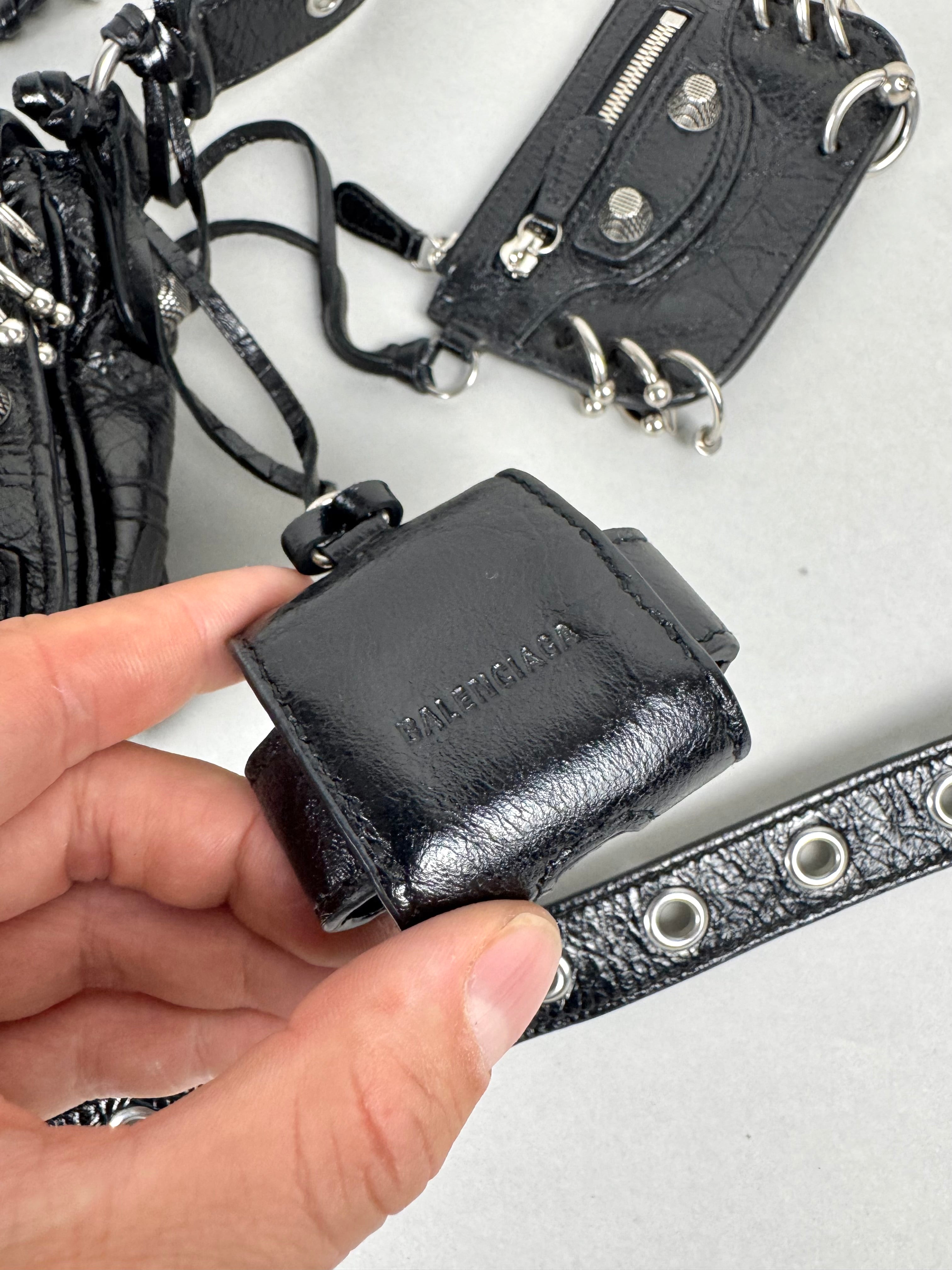 Balenciaga Agneau Arena XS Piercing Le Cagole Flap Bag Leather Black