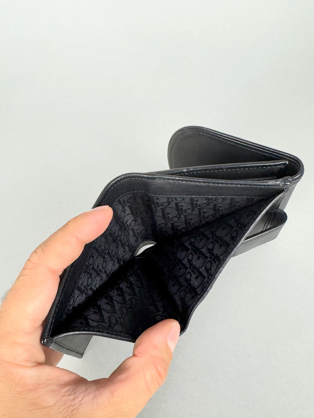 Christian Dior Logo Black Leather Wallet