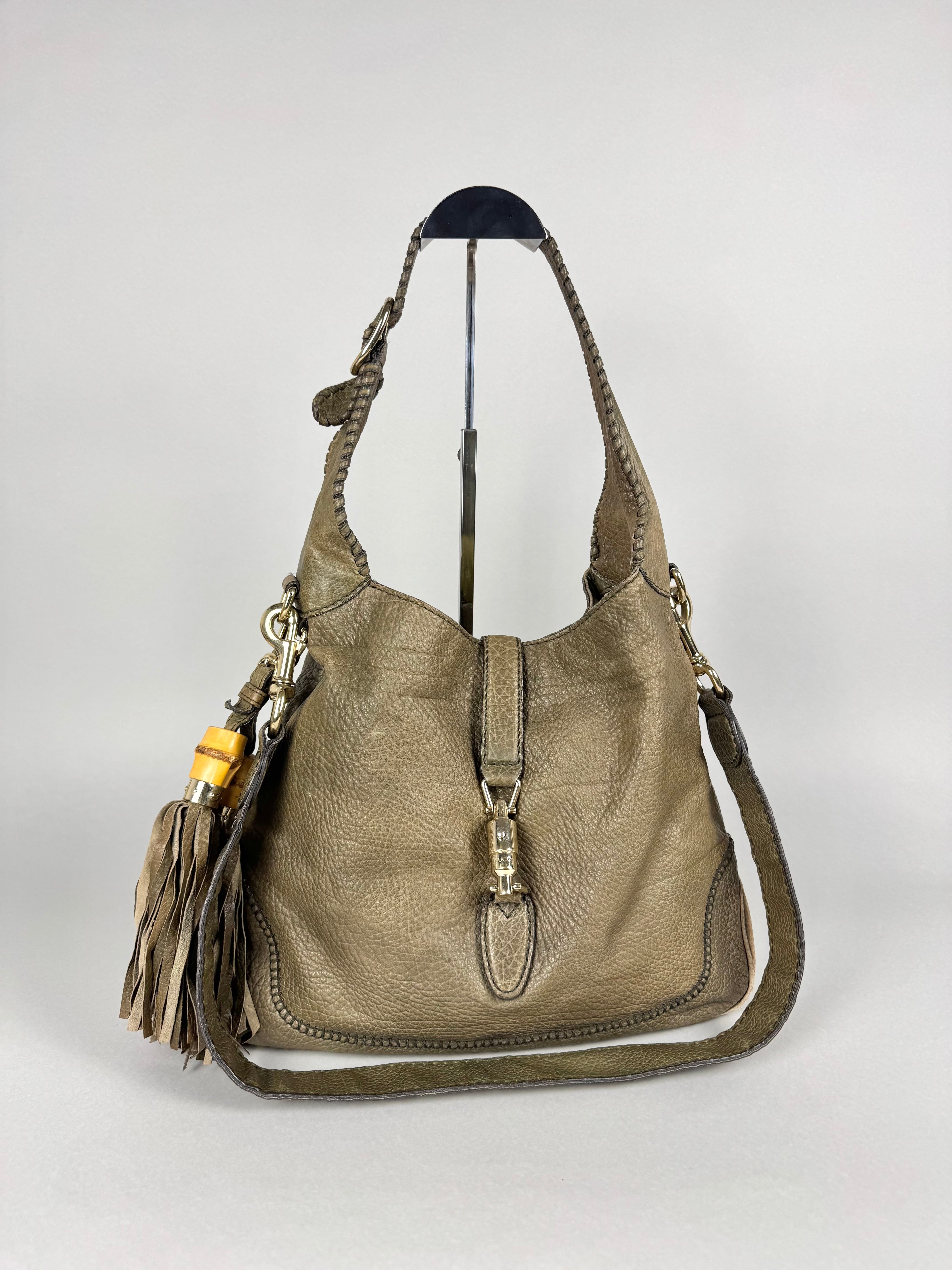 Gucci New Jackie Hobo Leather Taupe