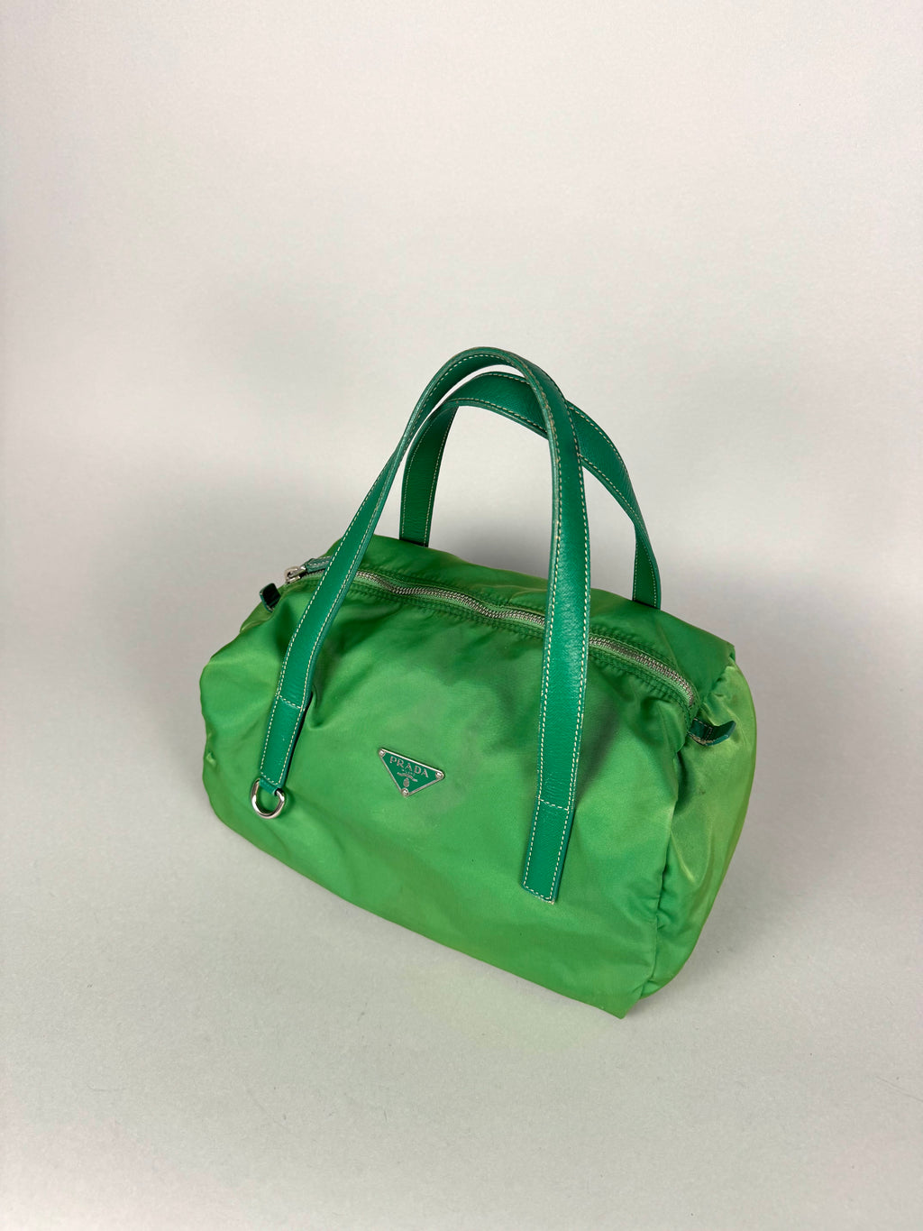 Prada Green Nylon and Leather Bauletto