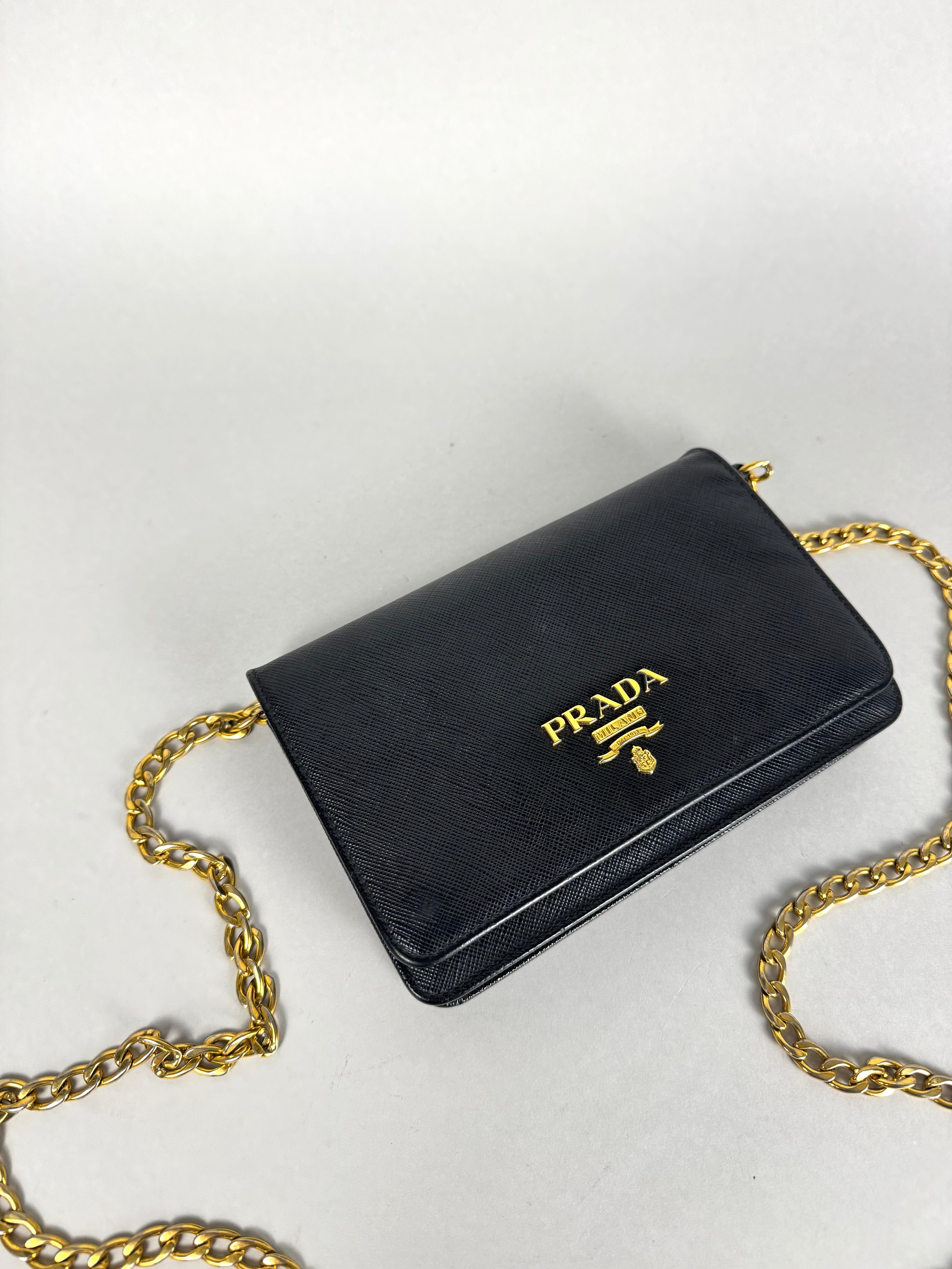 Prada Saffiano Chain Leather Black