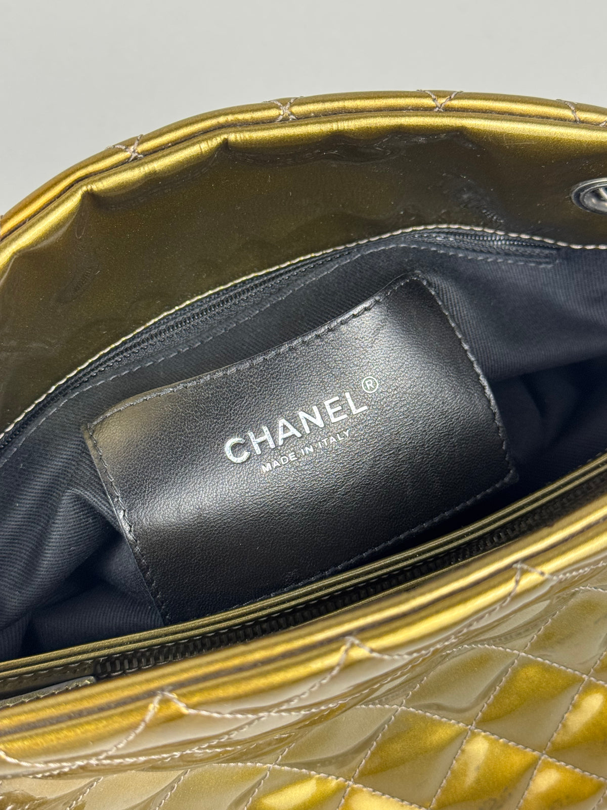 Chanel Just Mademoiselle Bowling Patent Leather