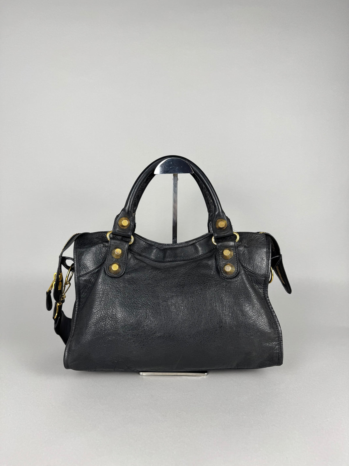 Balenciaga Agneau 21 Gold Hardware City Black Leather