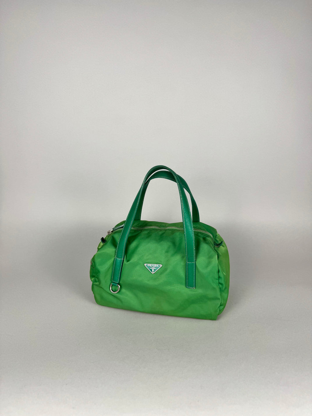 Prada Green Nylon and Leather Bauletto