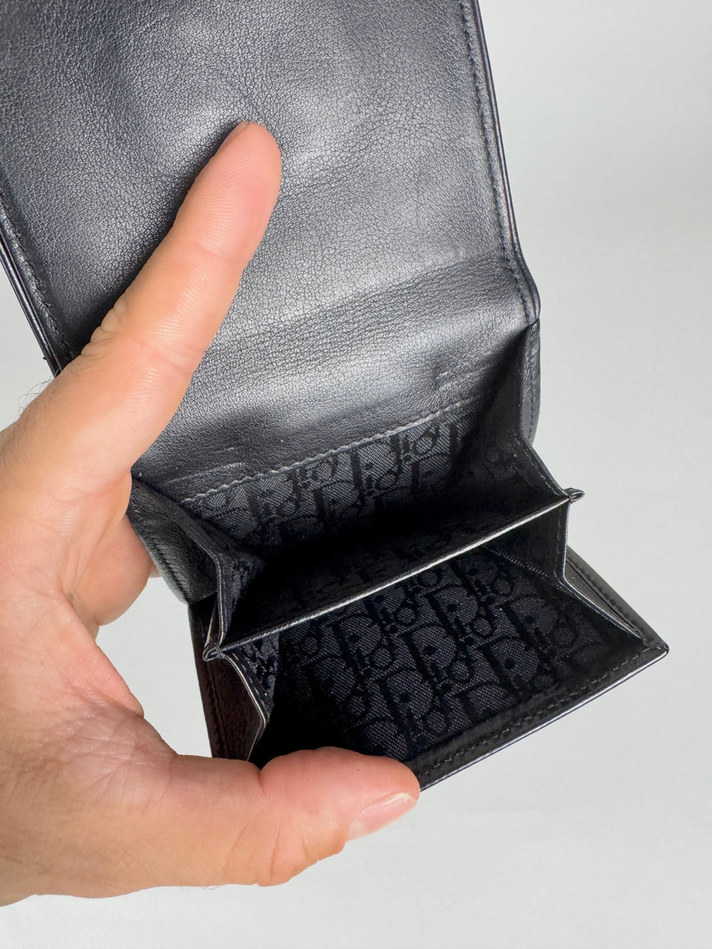 Christian Dior Logo Black Leather Wallet