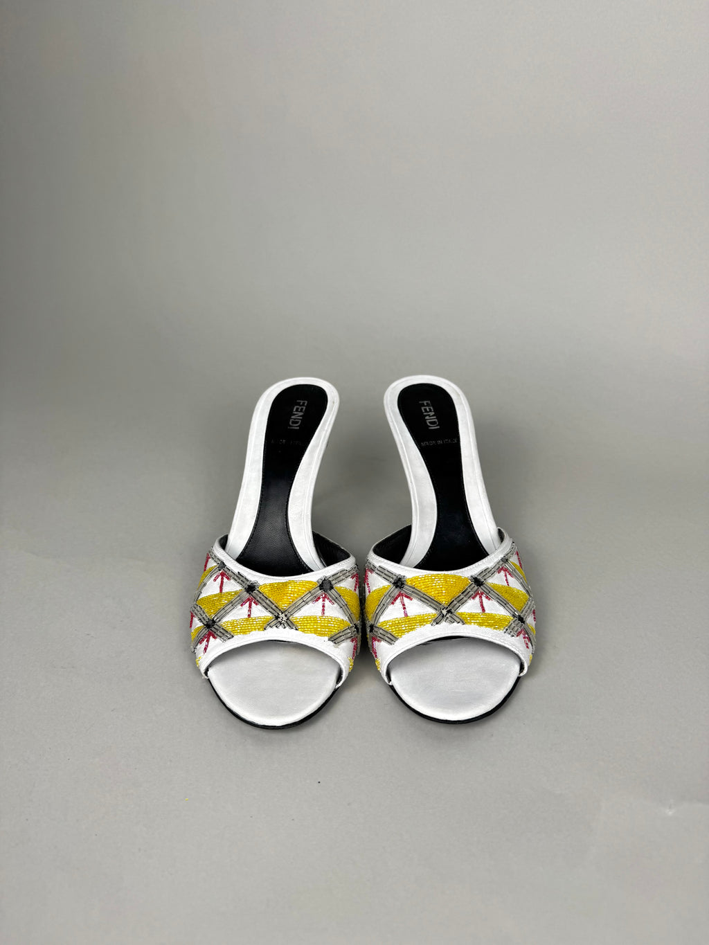 Fendi Embroidered Leather Heels