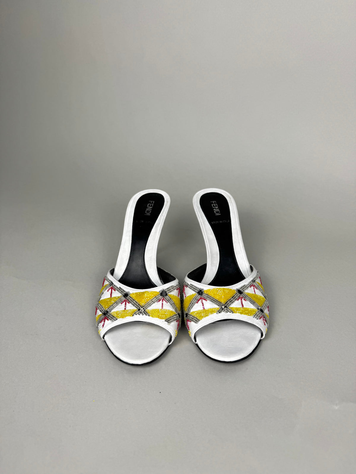 Fendi Embroidered Leather Heels
