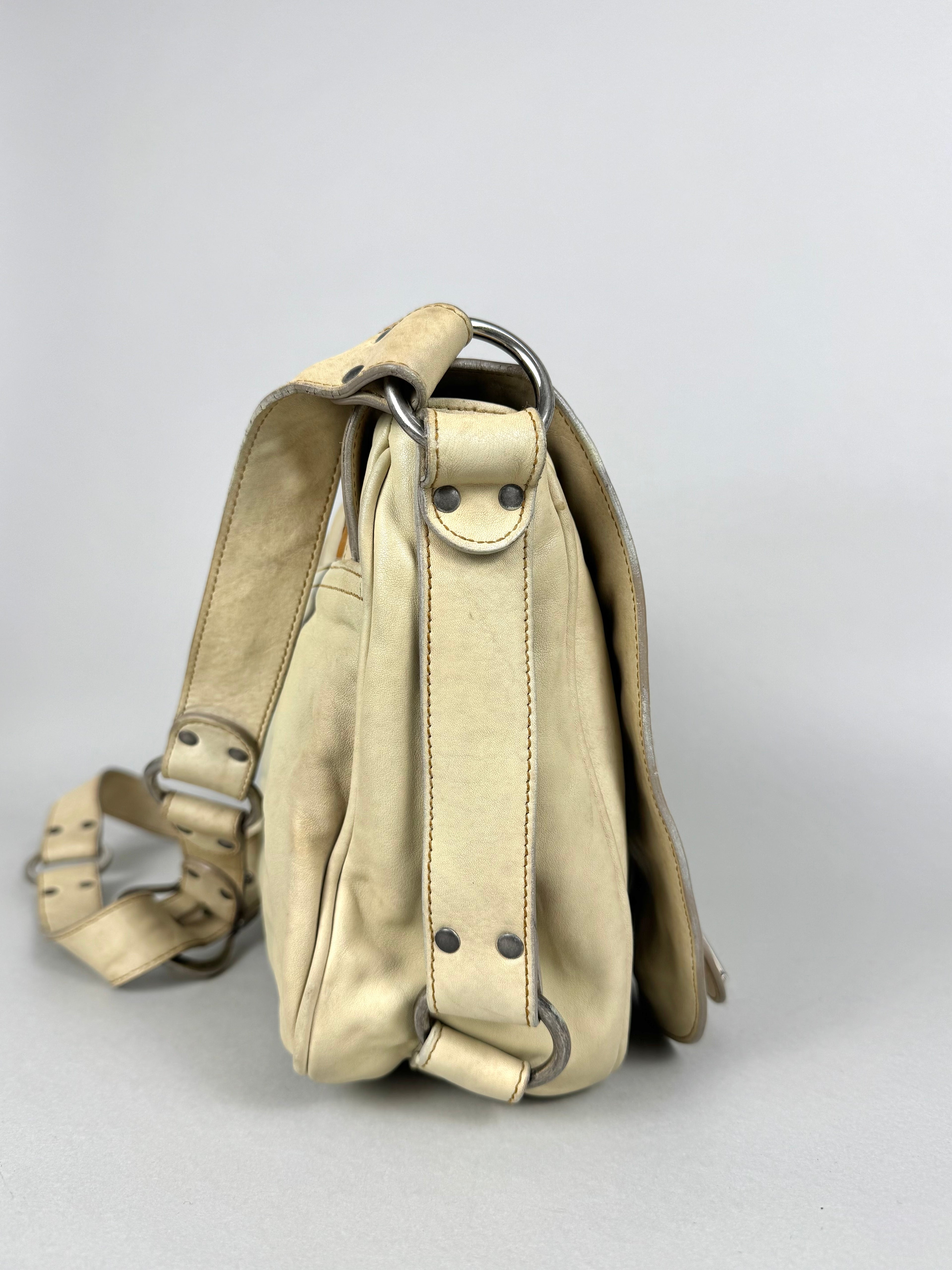 Christian Dior Gaucho Leather Off White Crossbody