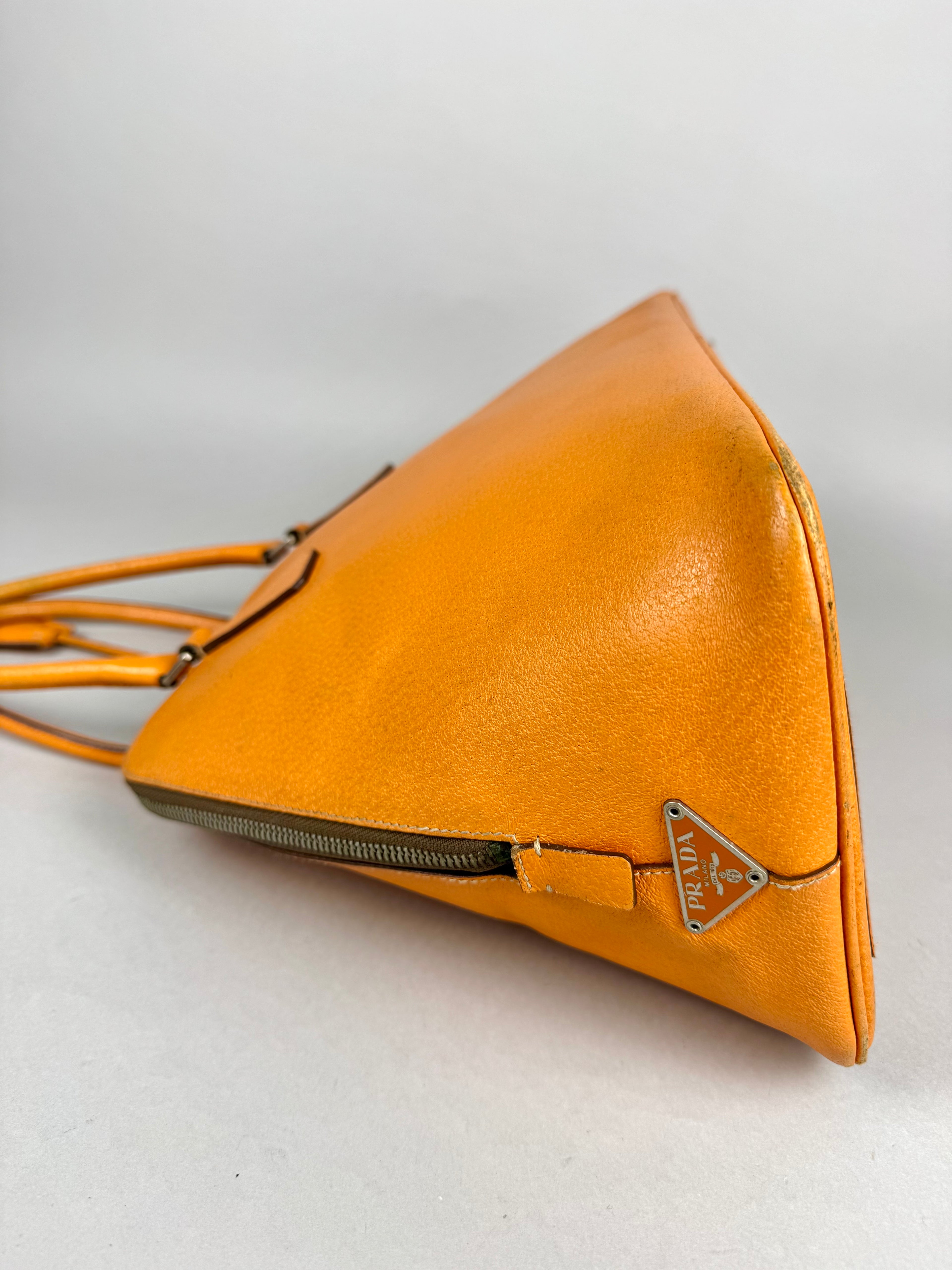 Prada Vitello Daino Leather Orange Dome