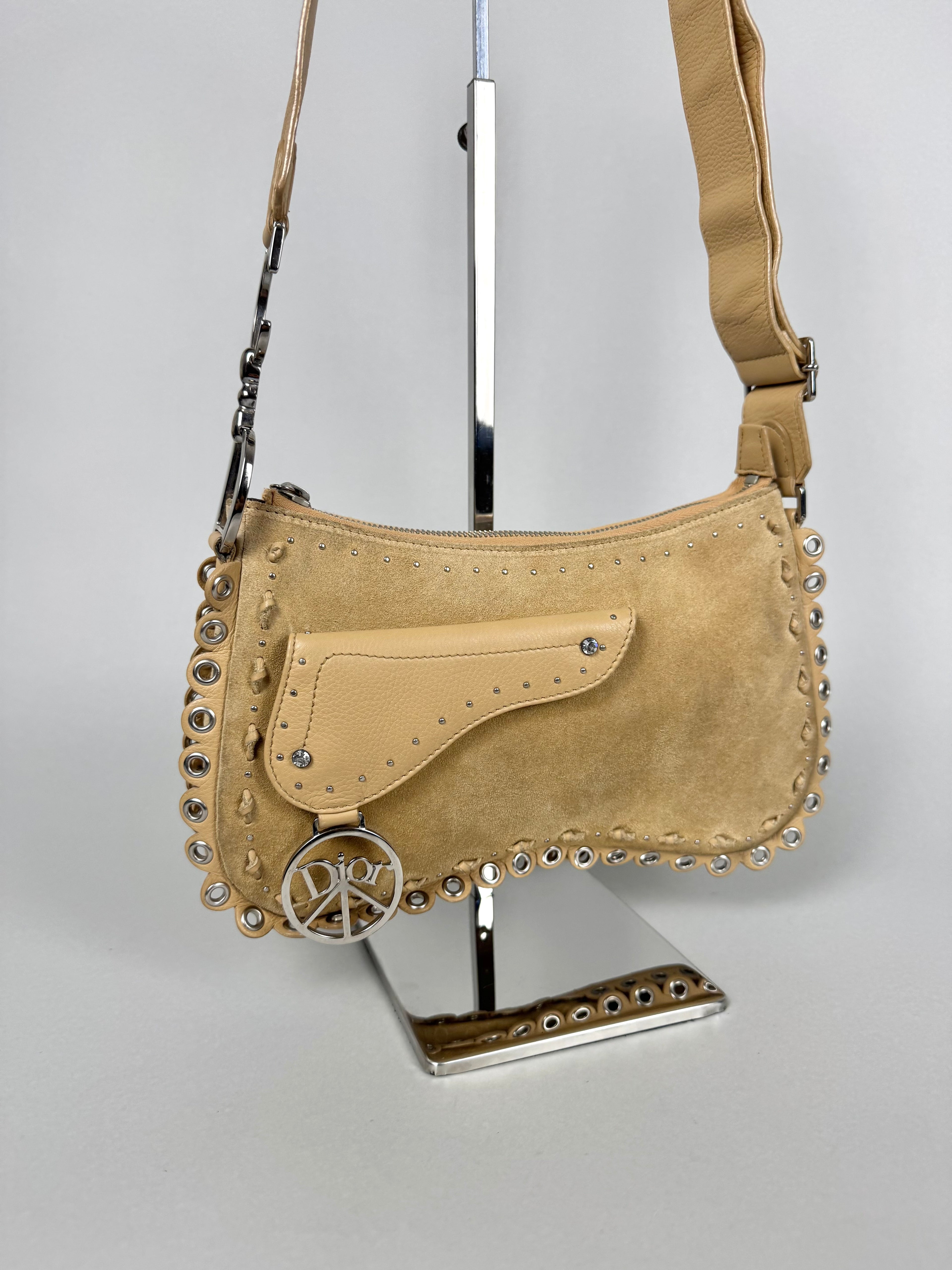 Christian Dior Peace and Love Suede Leather Crossbody Bag