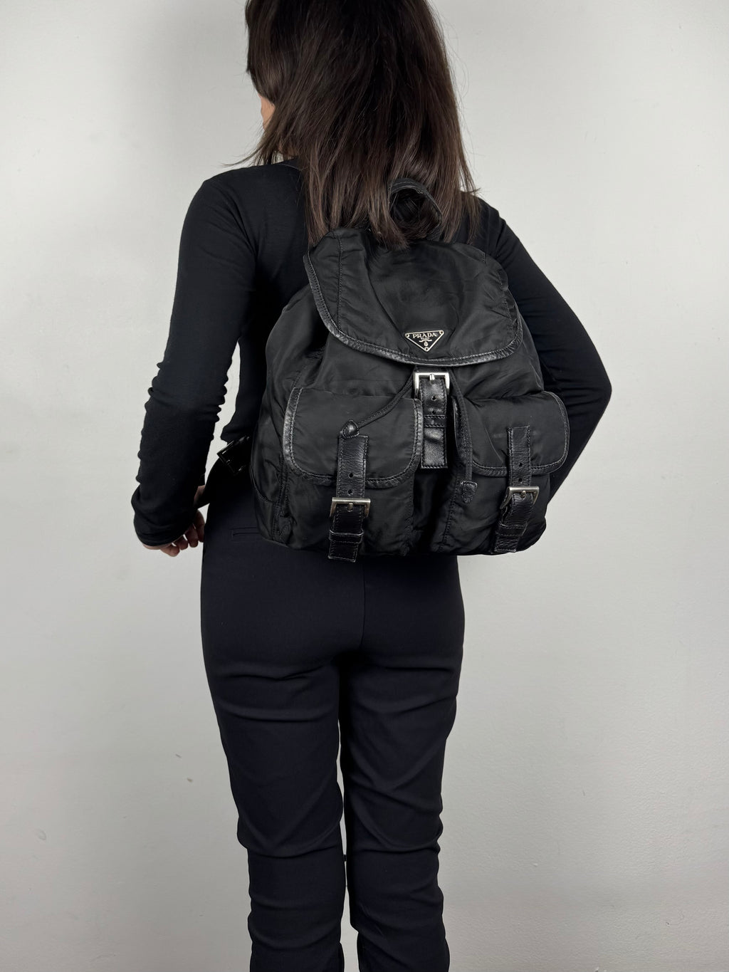 Prada Black Nylon and Leather Backpack
