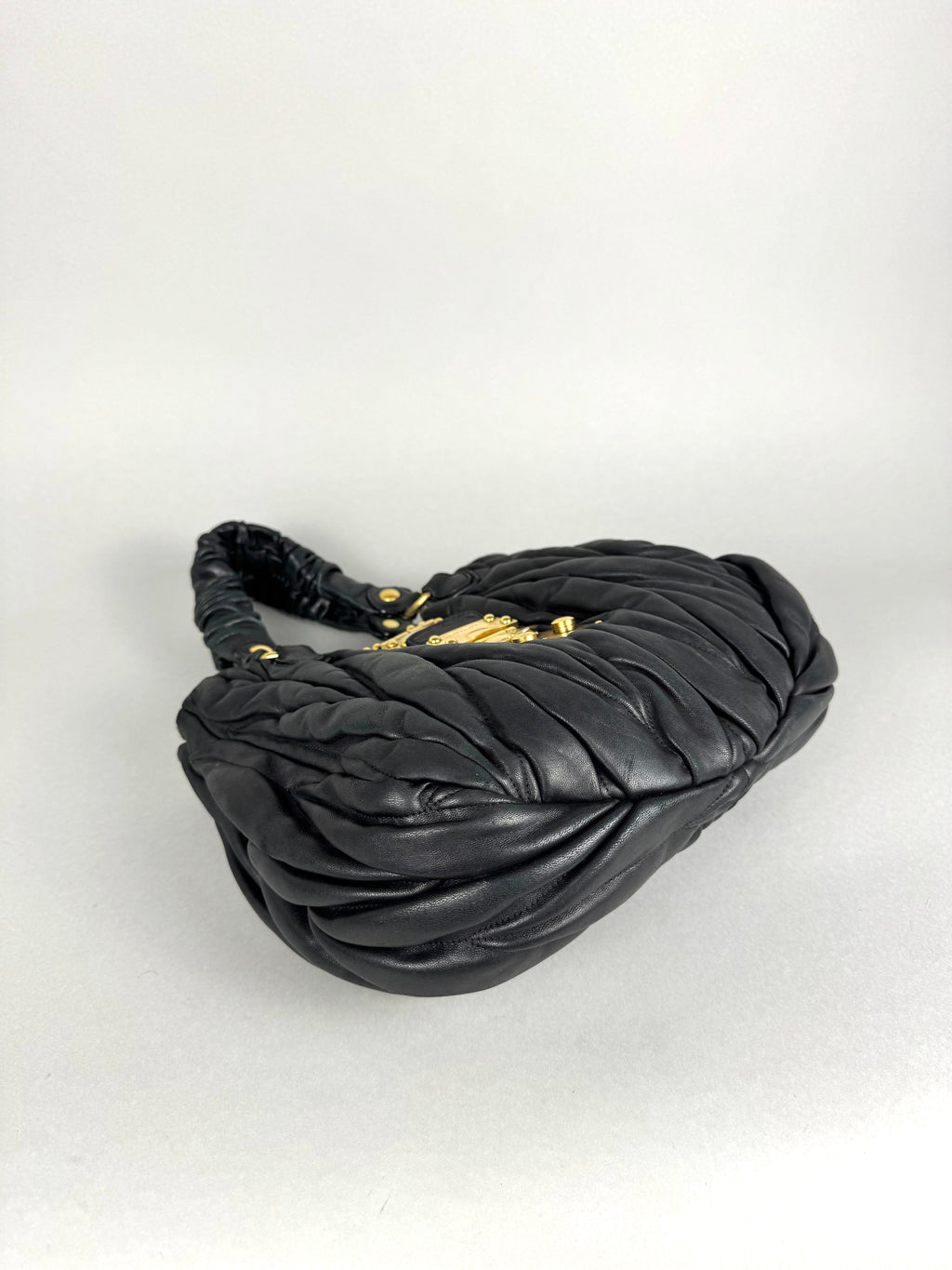 Miu Miu Coffer Matelasse Lambskin Leather Black