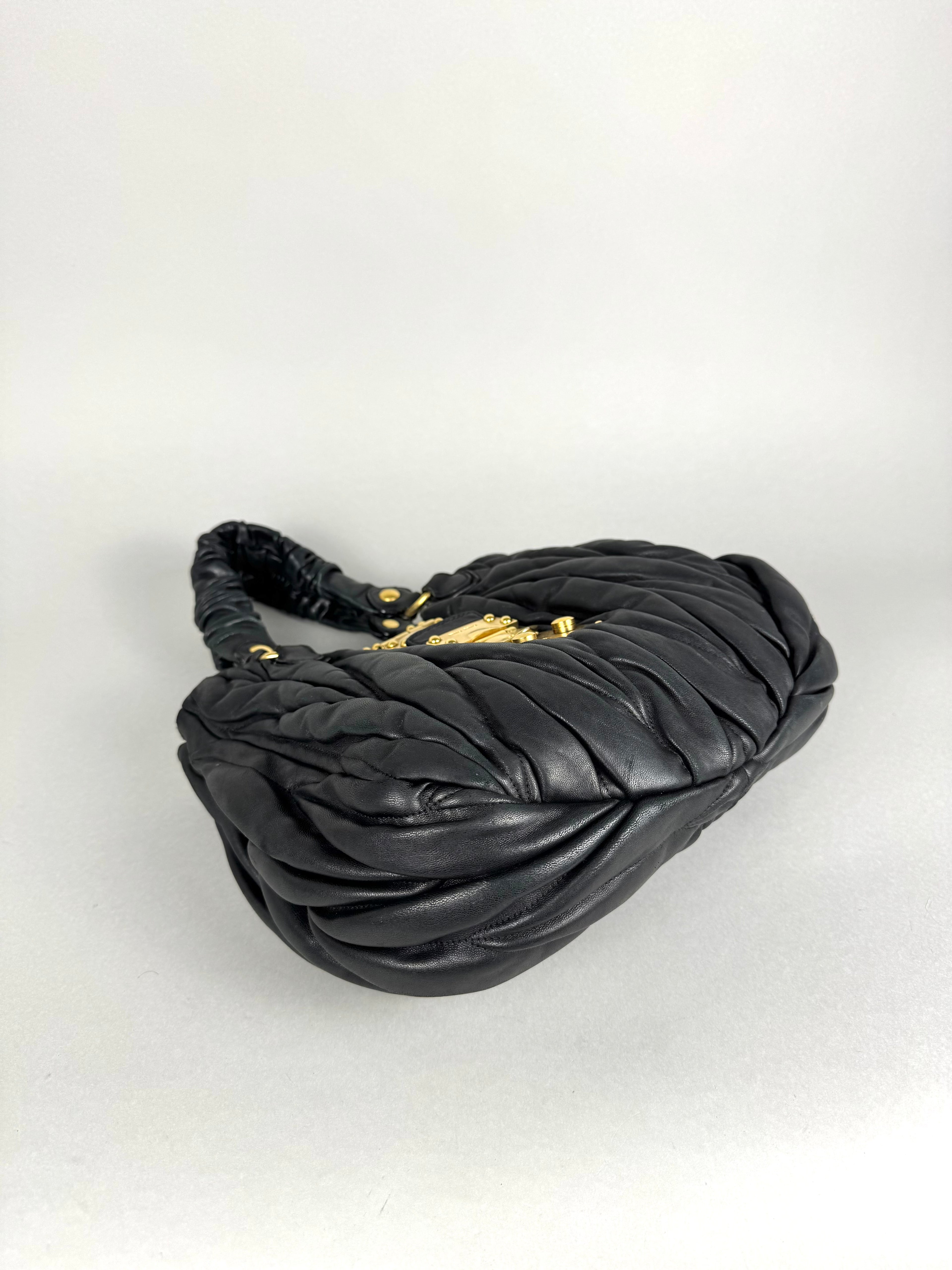 Miu Miu Coffer Matelasse Lambskin Leather Black
