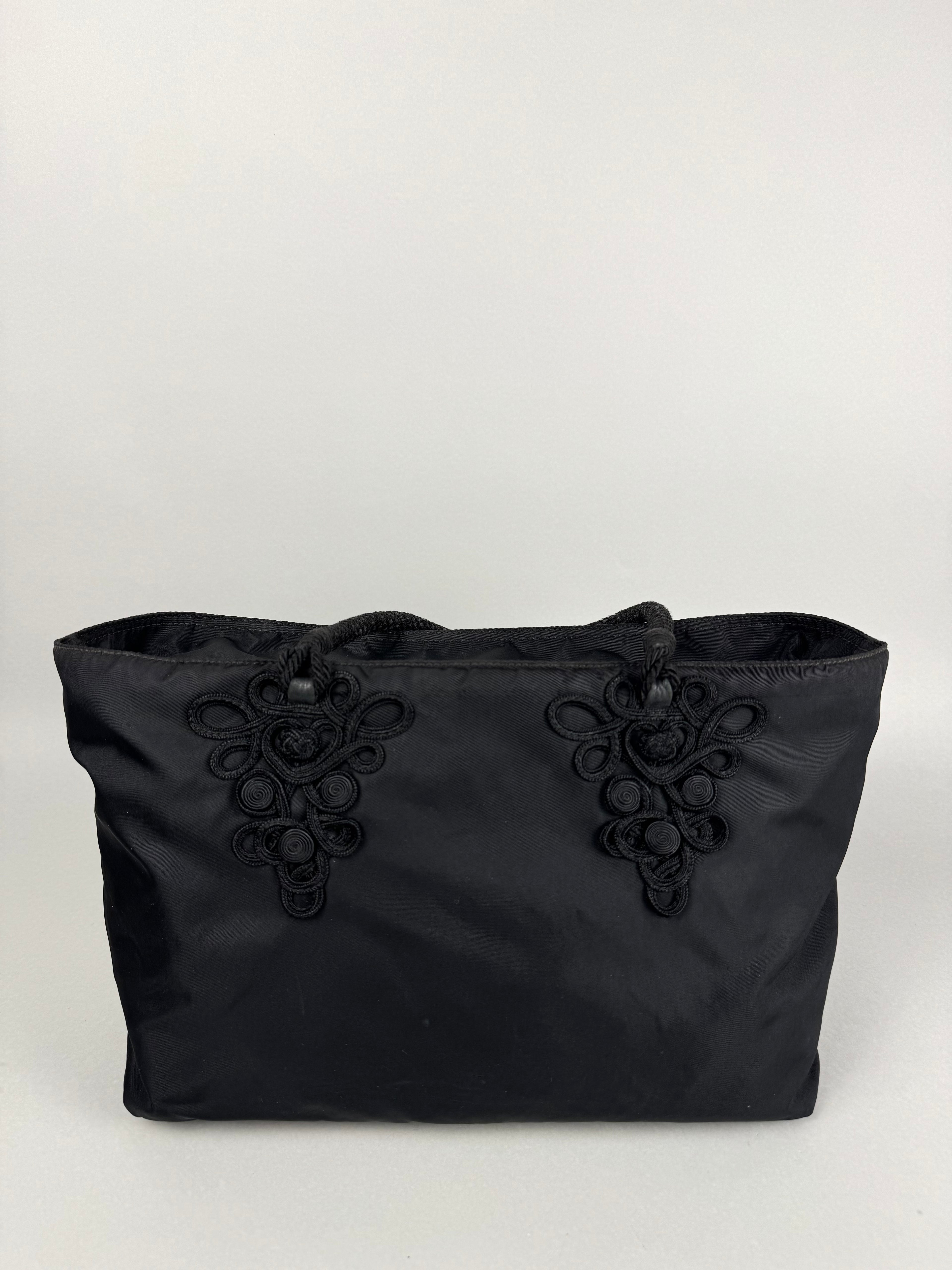 Prada Black Nylon Braided Tote