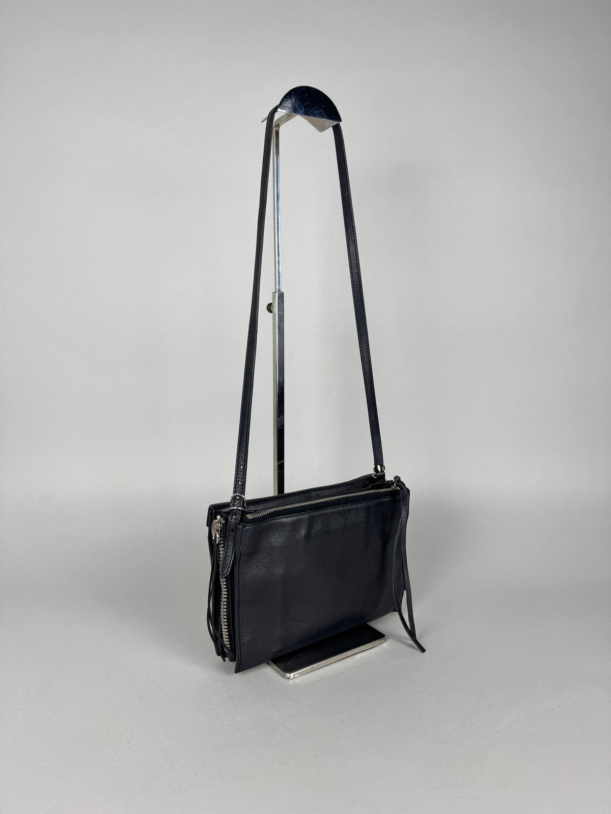 Balenciaga Black Calfskin Leather Papier Zip-Around Triple Bag