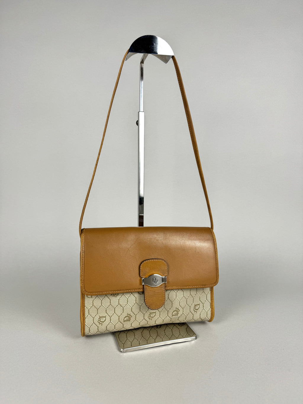 Christian Dior 20th Century Honeycomb Leather and Canvas