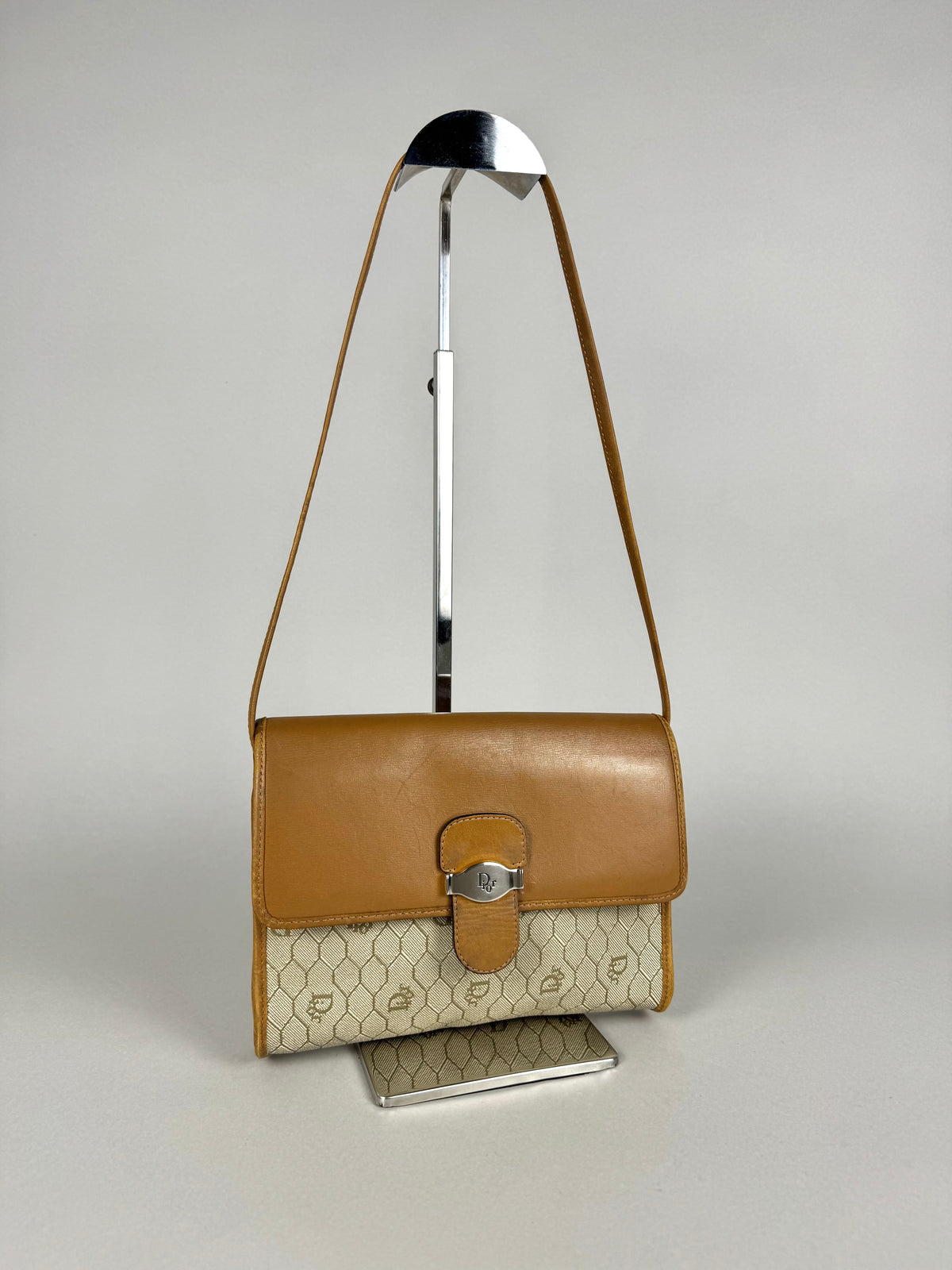 Christian Dior 20th Century Honeycomb Leather and Canvas
