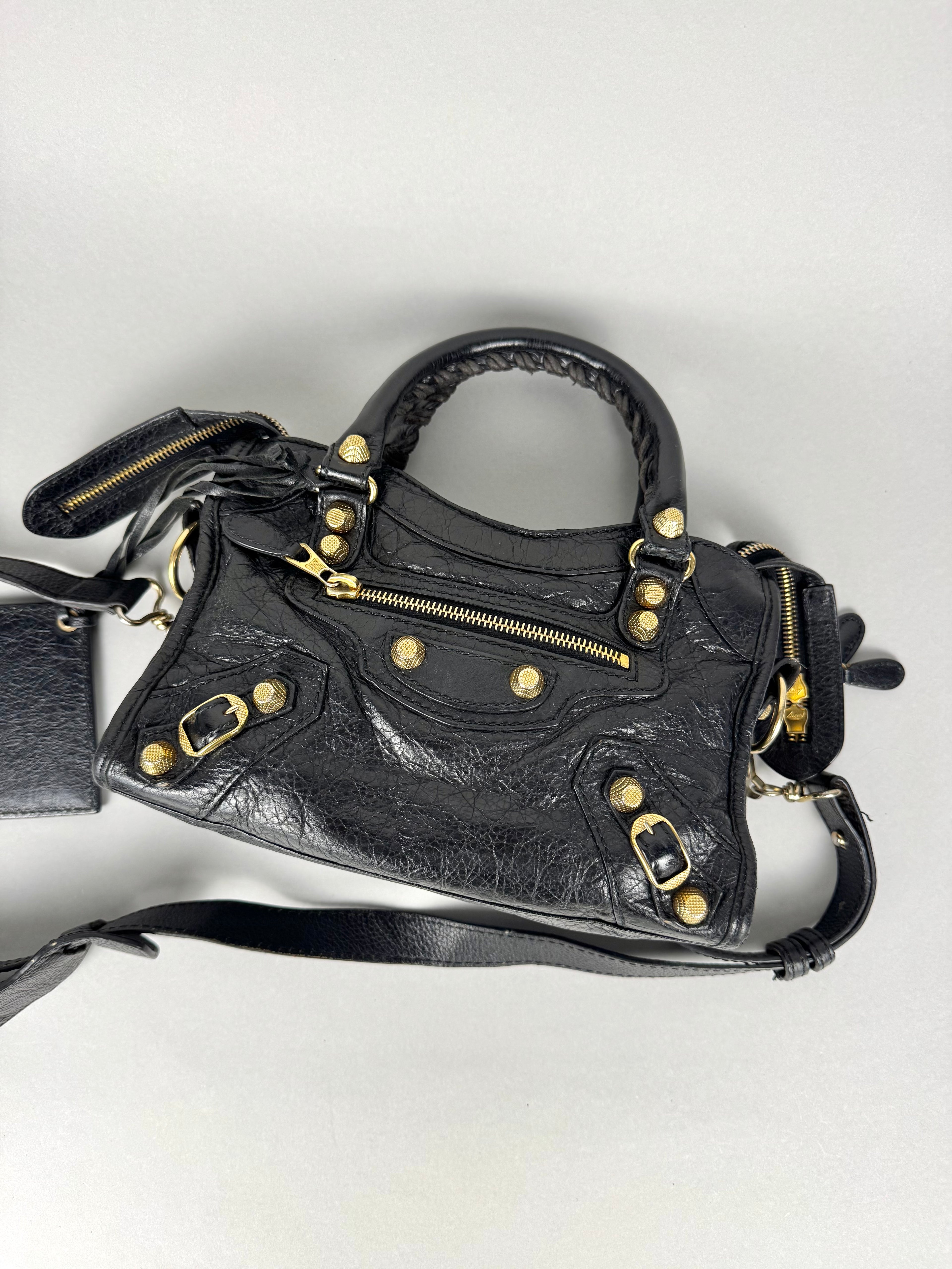 Balenciaga Agneau Mini City Black Leather