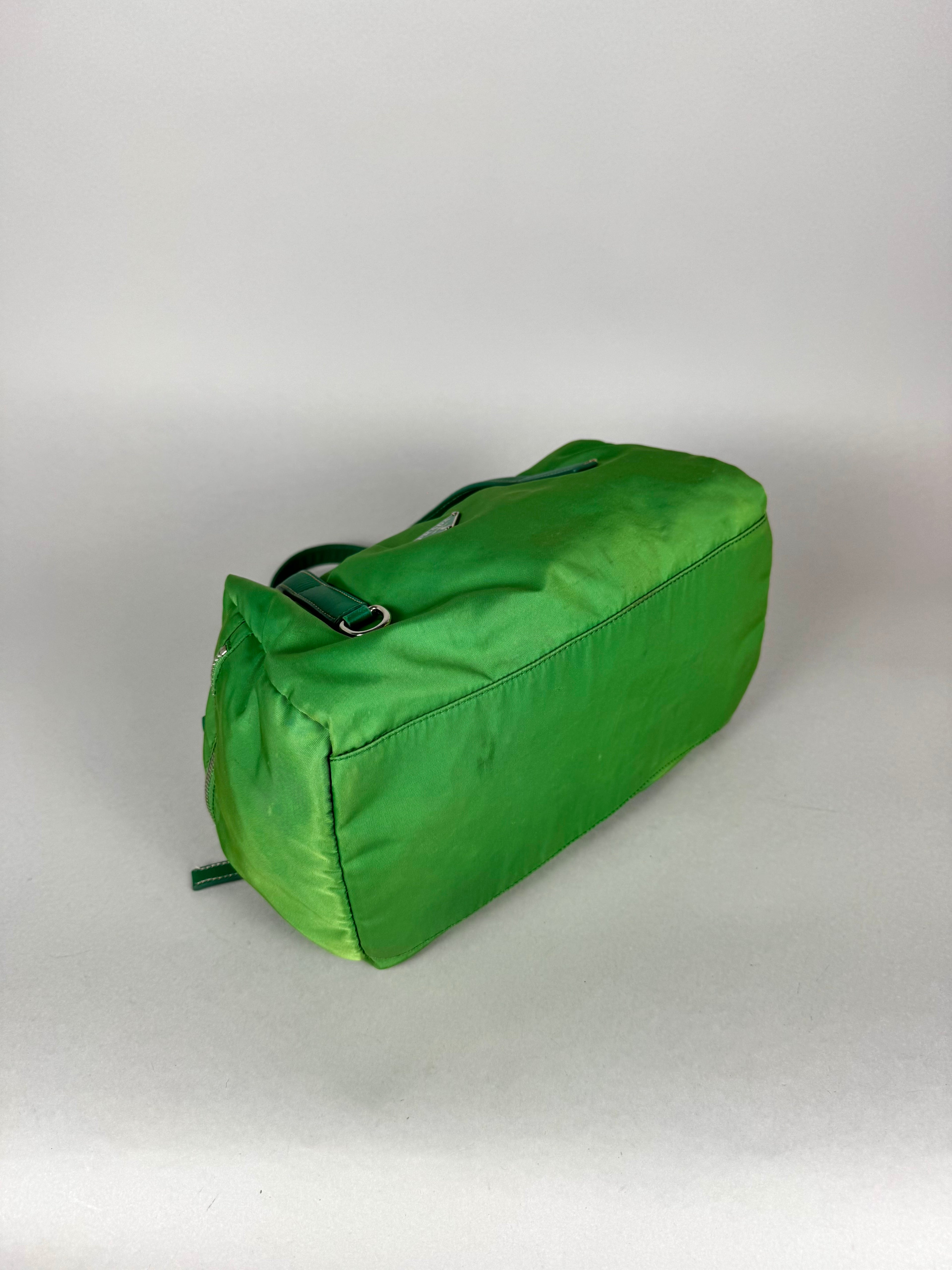 Prada Green Nylon and Leather Bauletto