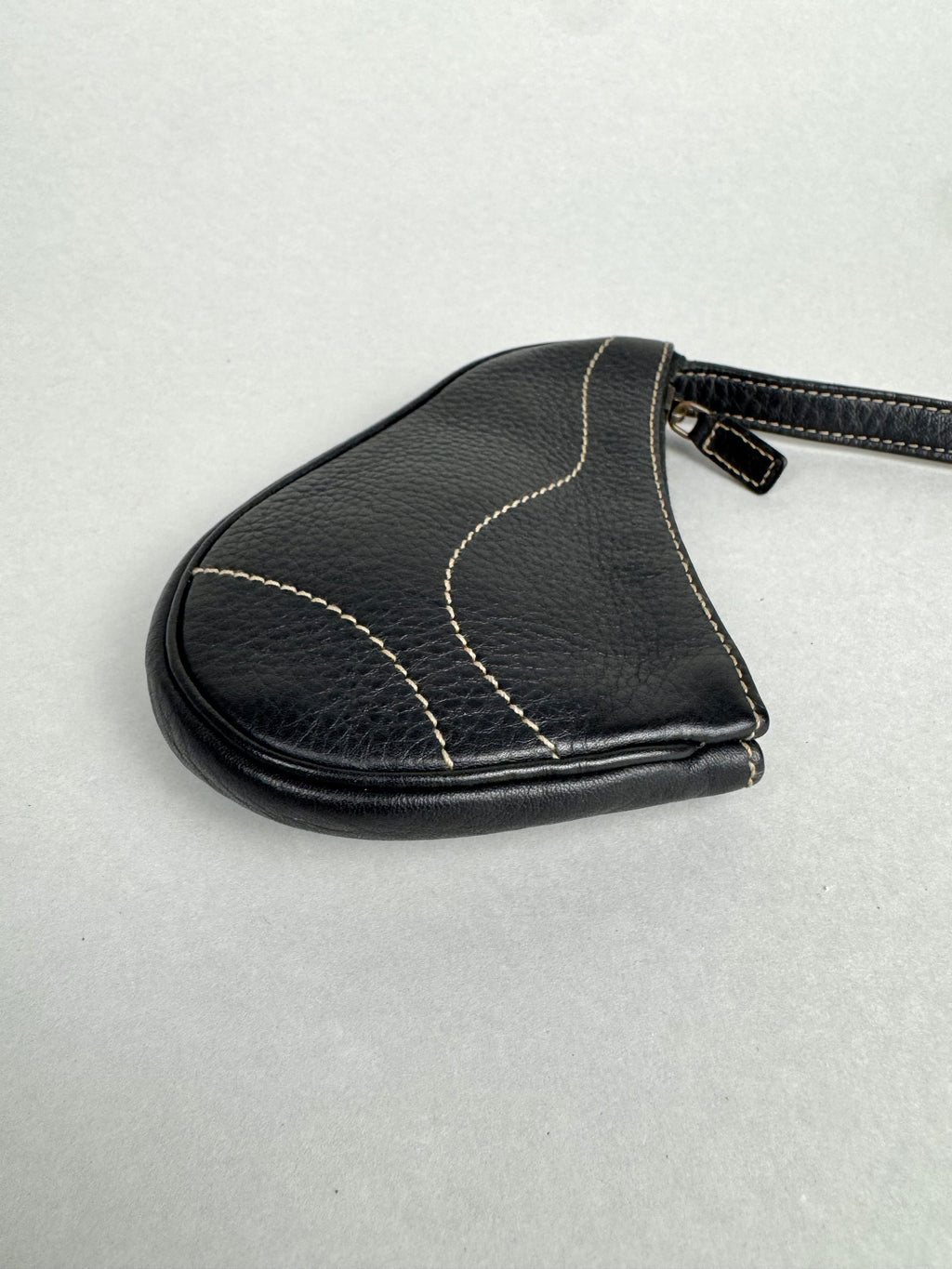Christian Dior Saddle Wallet Card D Charm Black Leather