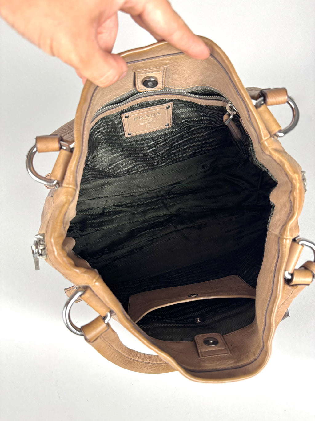 Prada Side Zip Ombre Calfskin Leather Tote