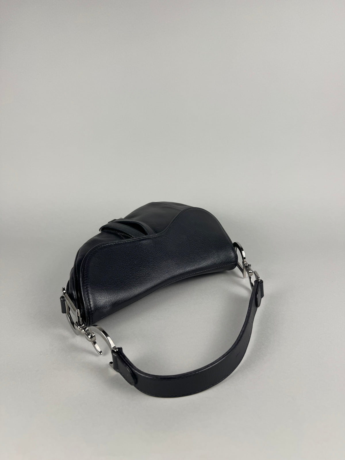 Christian Dior Black Leather Saddle Bag