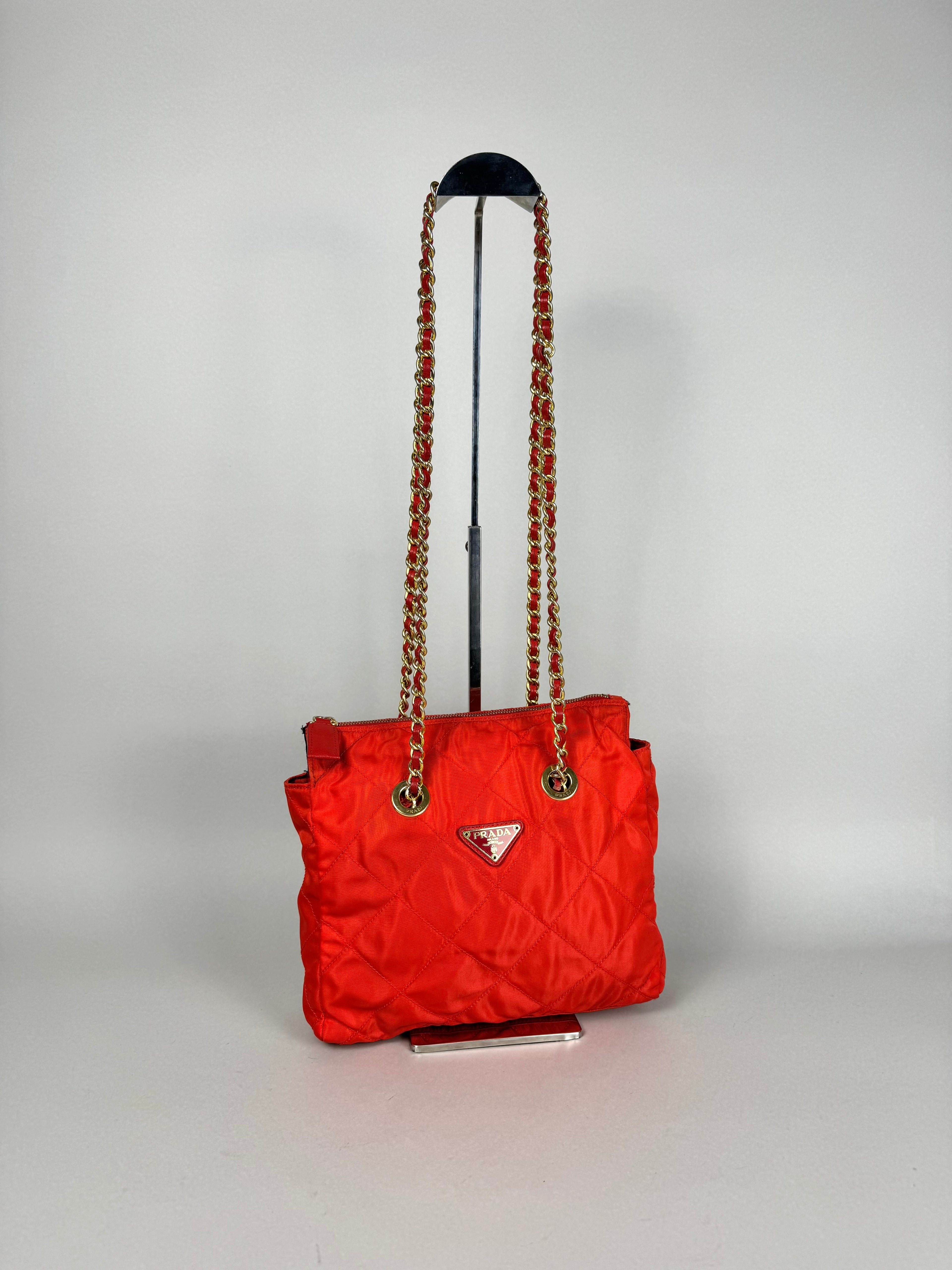 Prada Quilted Chain Nylon Red
