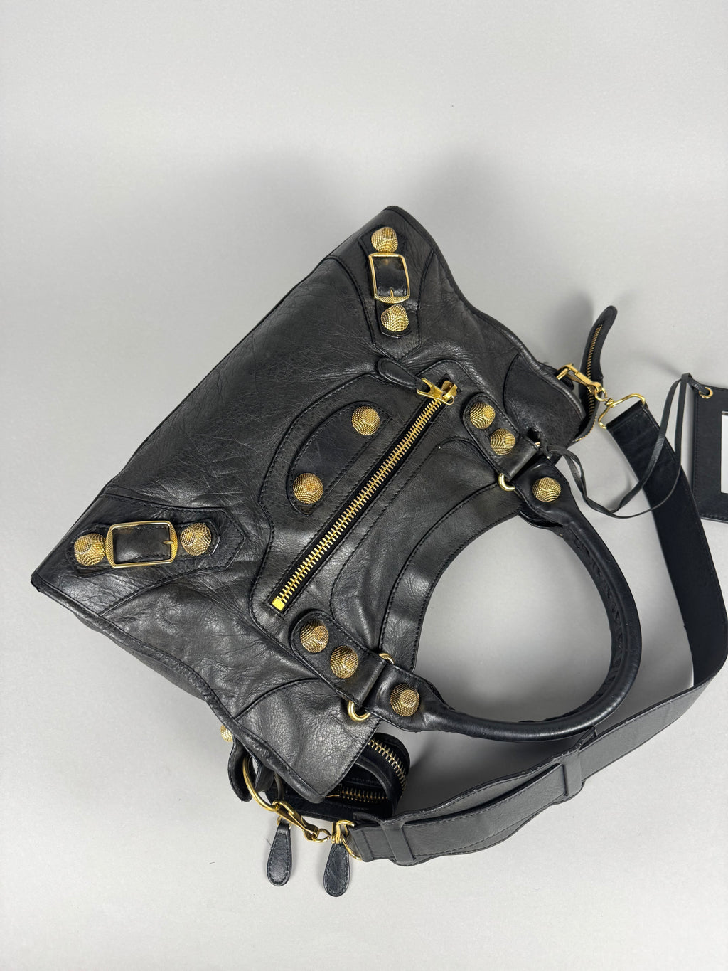 Balenciaga Agneau 21 Gold Hardware City Black Leather