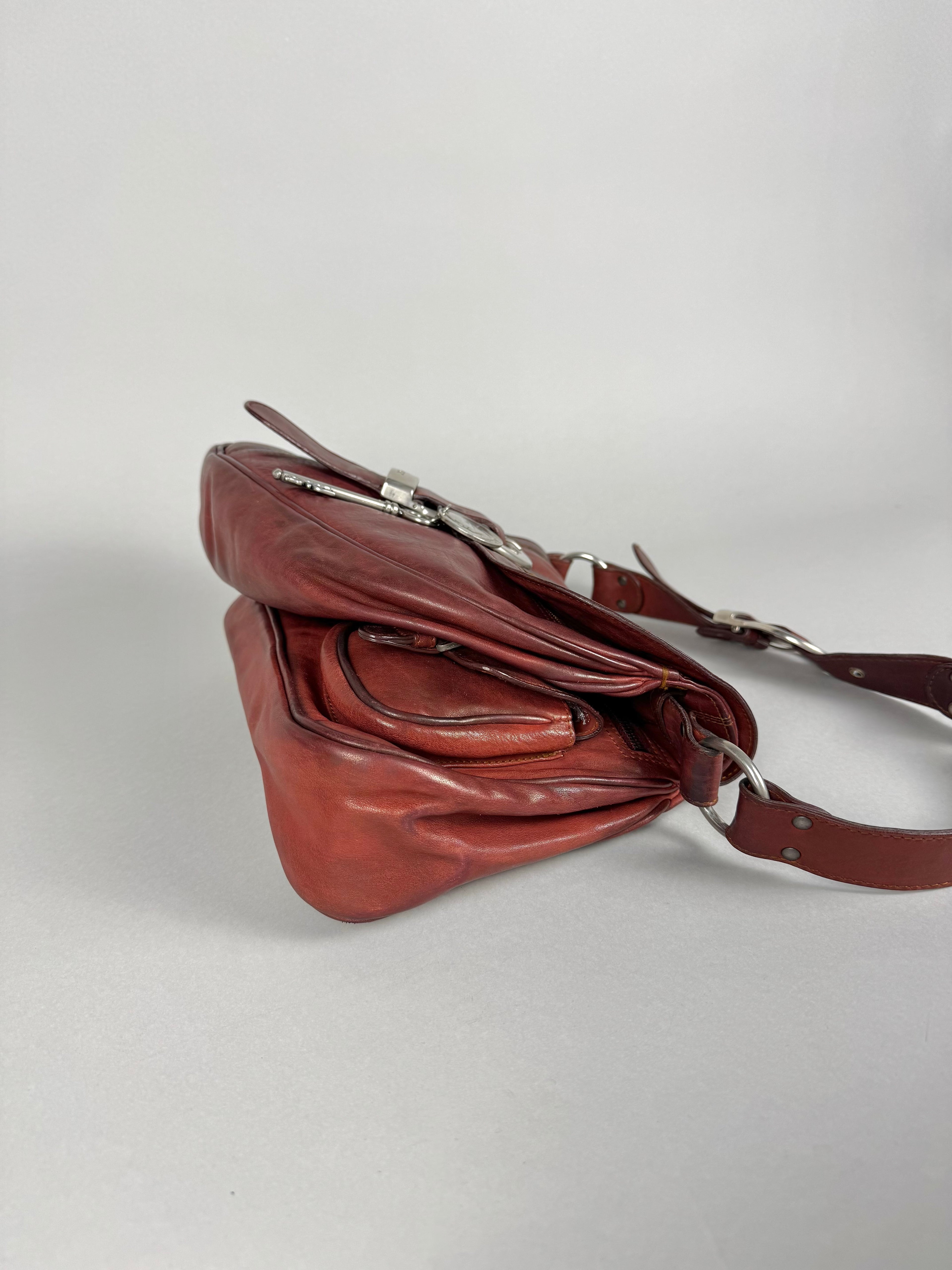 Christian Dior Gaucho Double Red Leather