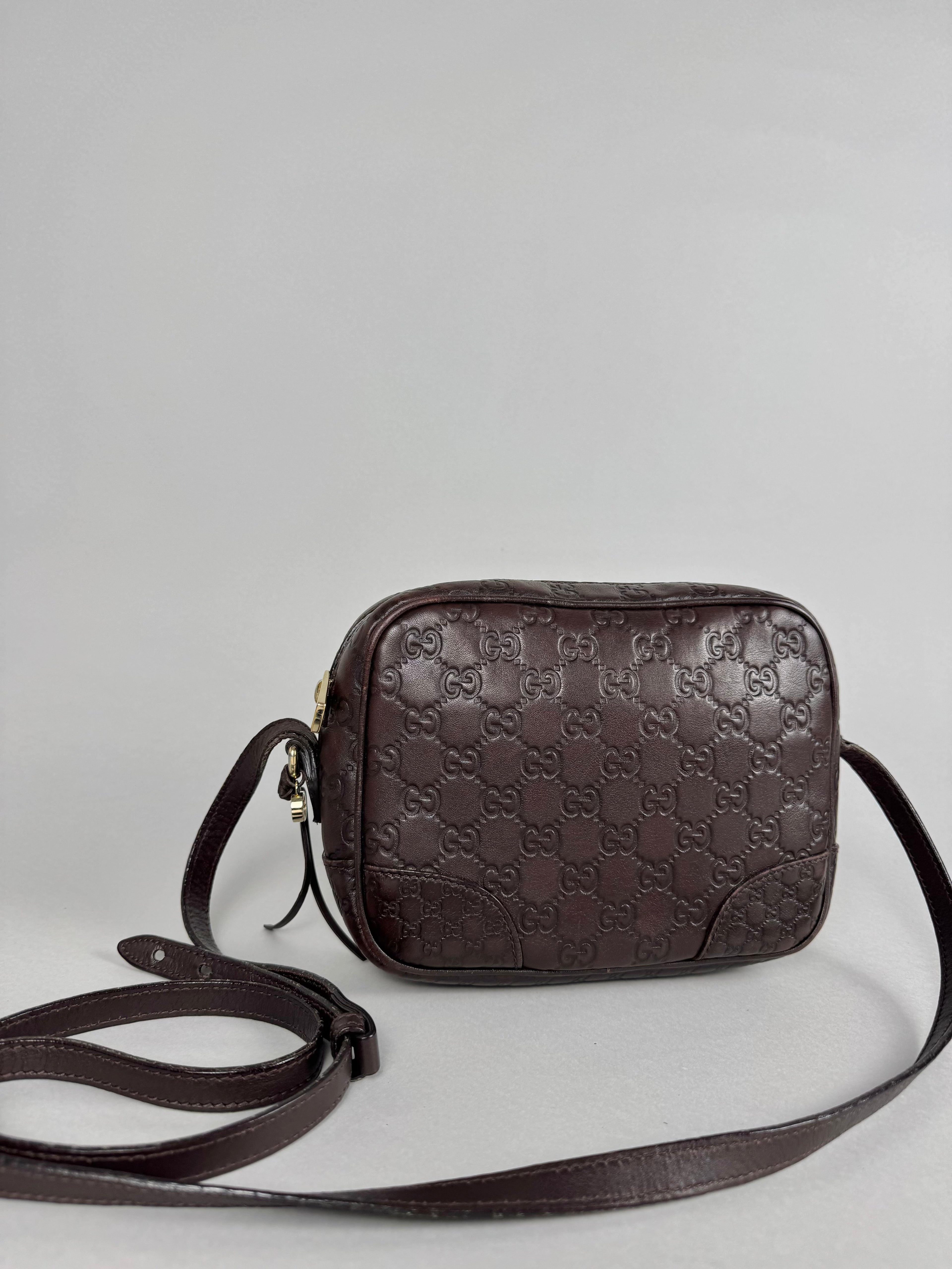Gucci Monogram Bree Disco Brown Leather Crossbody