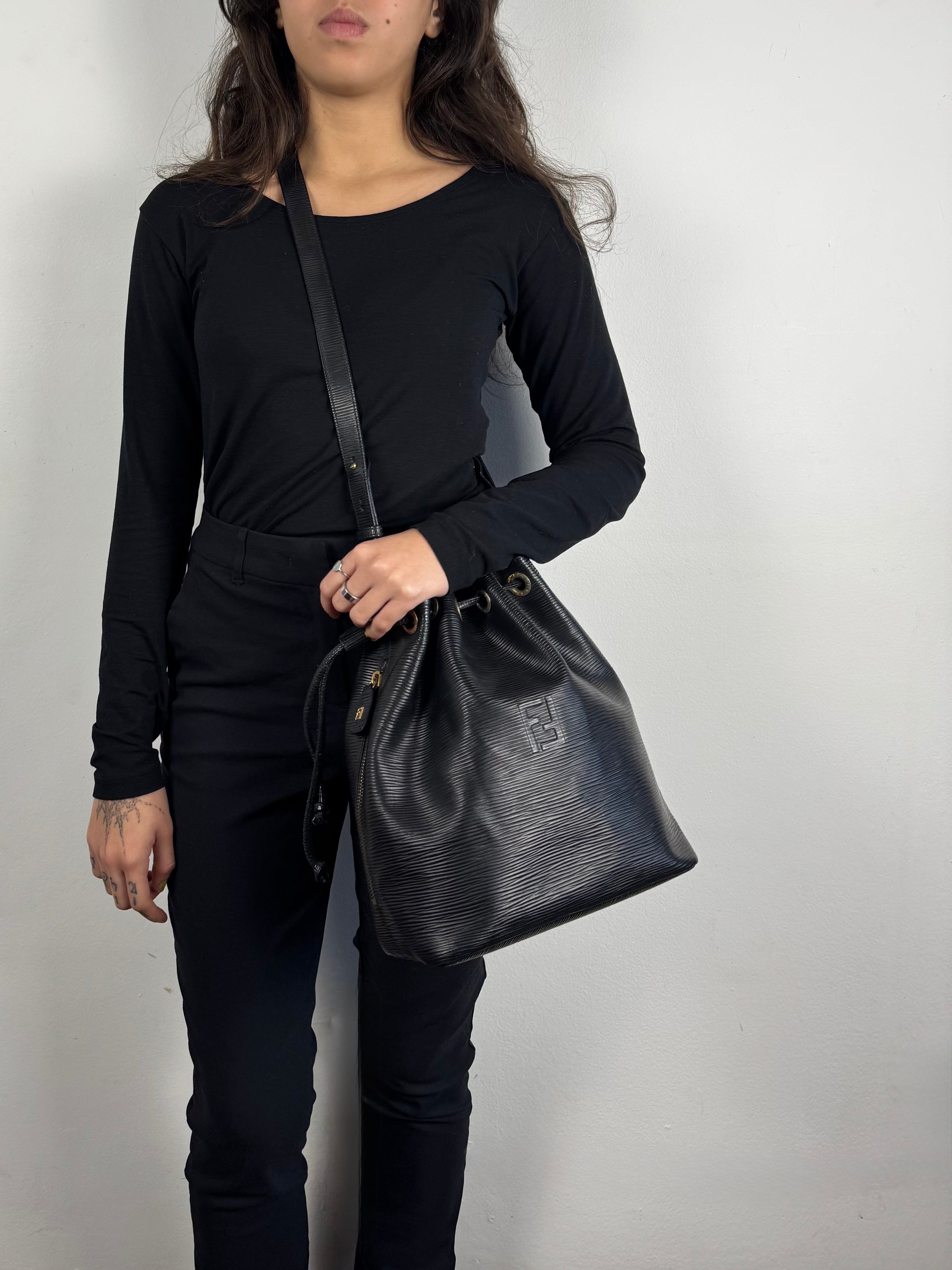 Fendi Bucket Black Epi Leather with Pouch